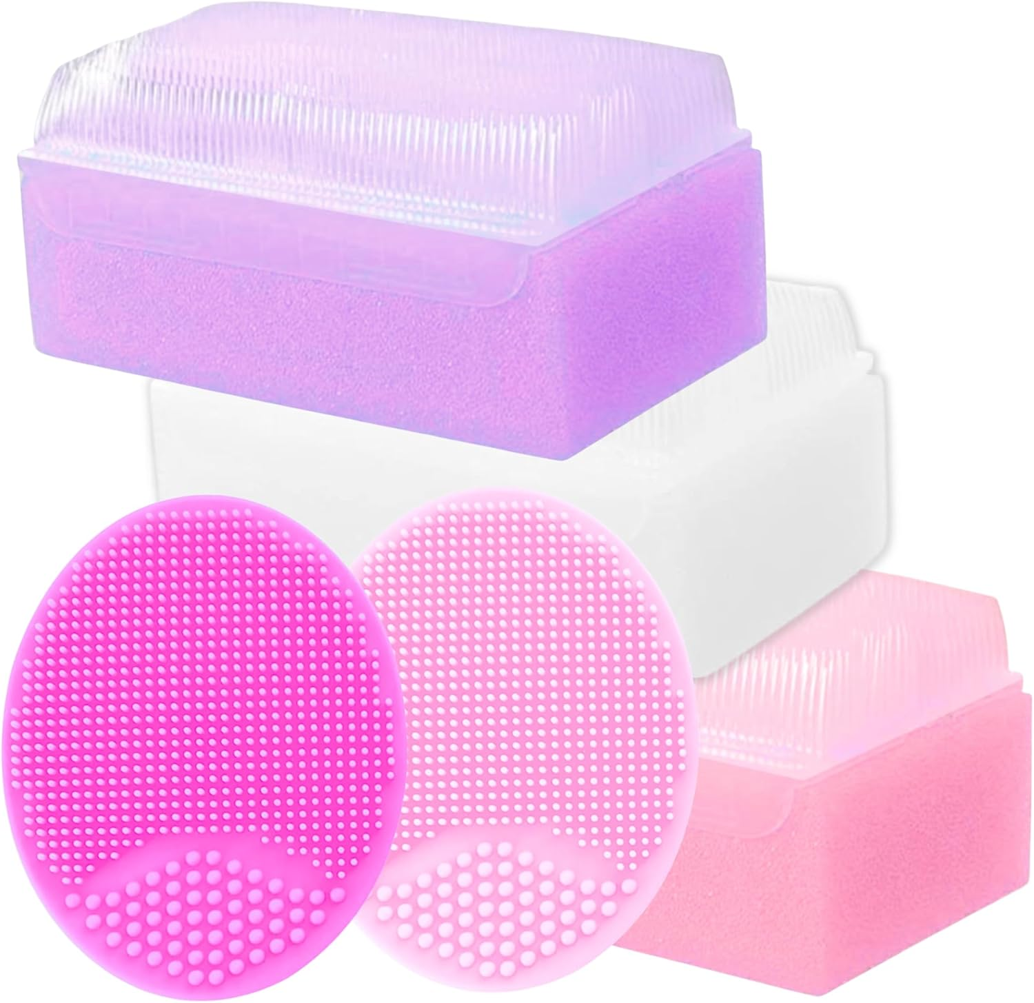 Cradle Cap Brush for Babies - Baby Sponge for Bathing Newborn Bath Essentials | Cradle Cap Treatment - Baby Brush and Comb Set Newborn | Baby Bath Sponges for Newborns (5-Pack Pink) image number 5