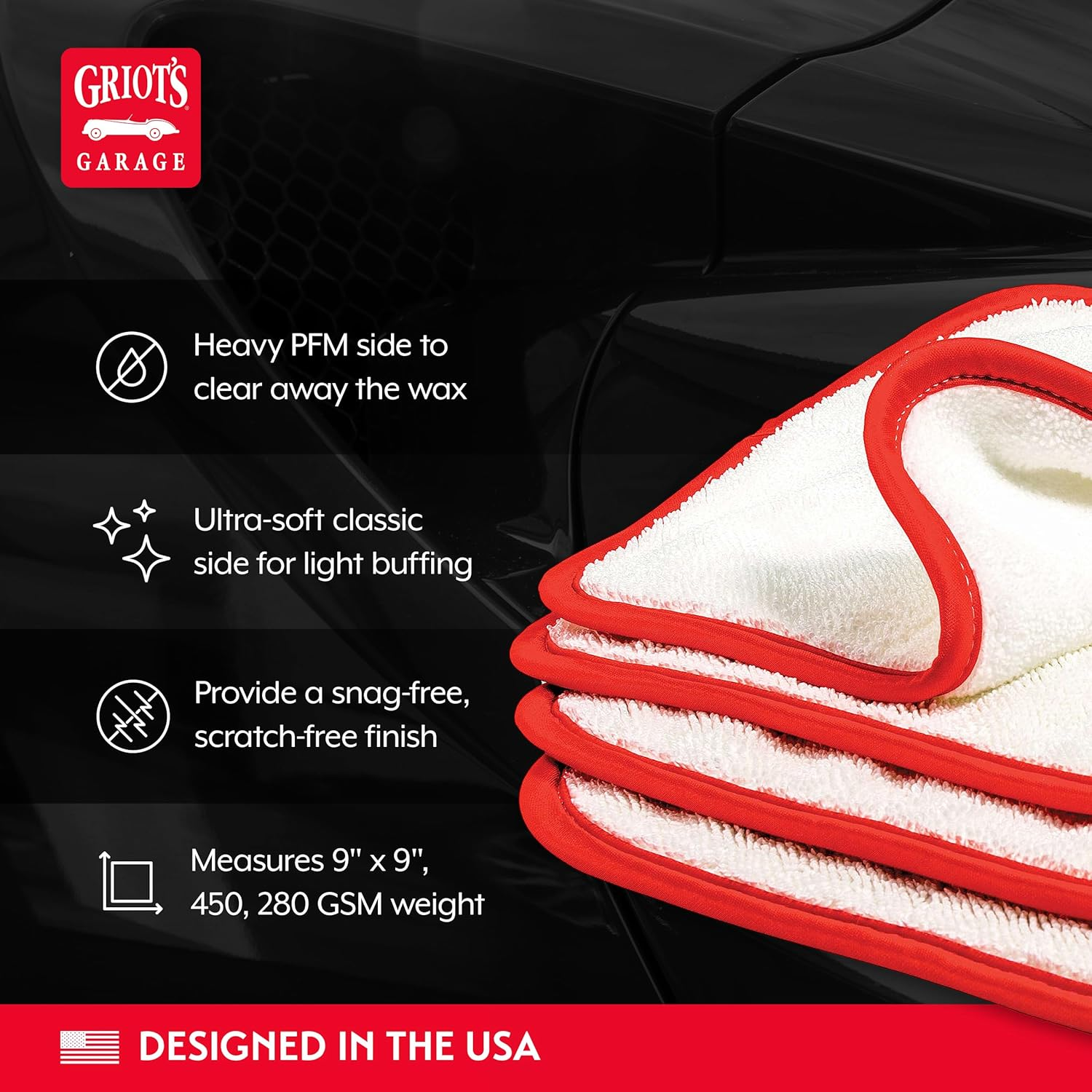 Griot'S Garage 55525 PFM Dual Weave Wax Removal Towels (Set of 4) image number 3