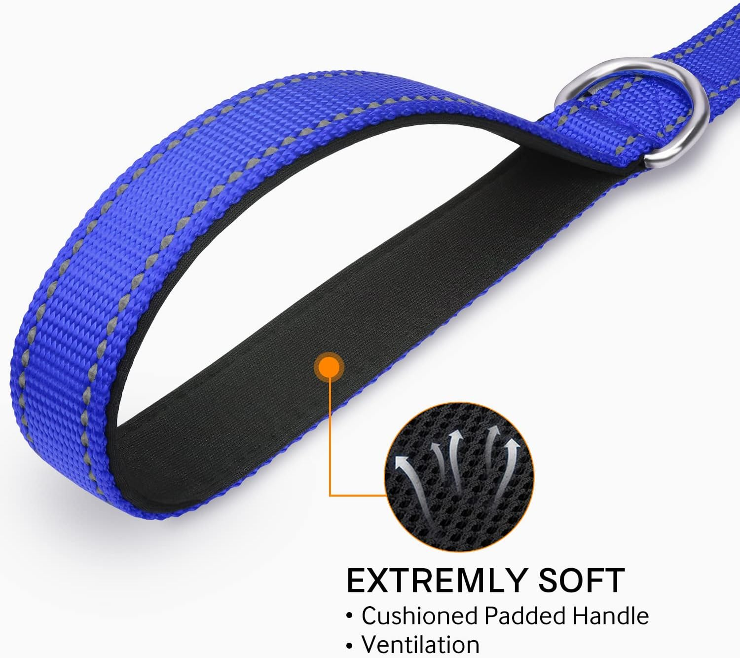 Dog Lead, Double-Sided Reflective Nylon Lead with Padded Handle for Large Medium Dogs, 1.8 M X 2.5 Cm, Bright Pink image number 5