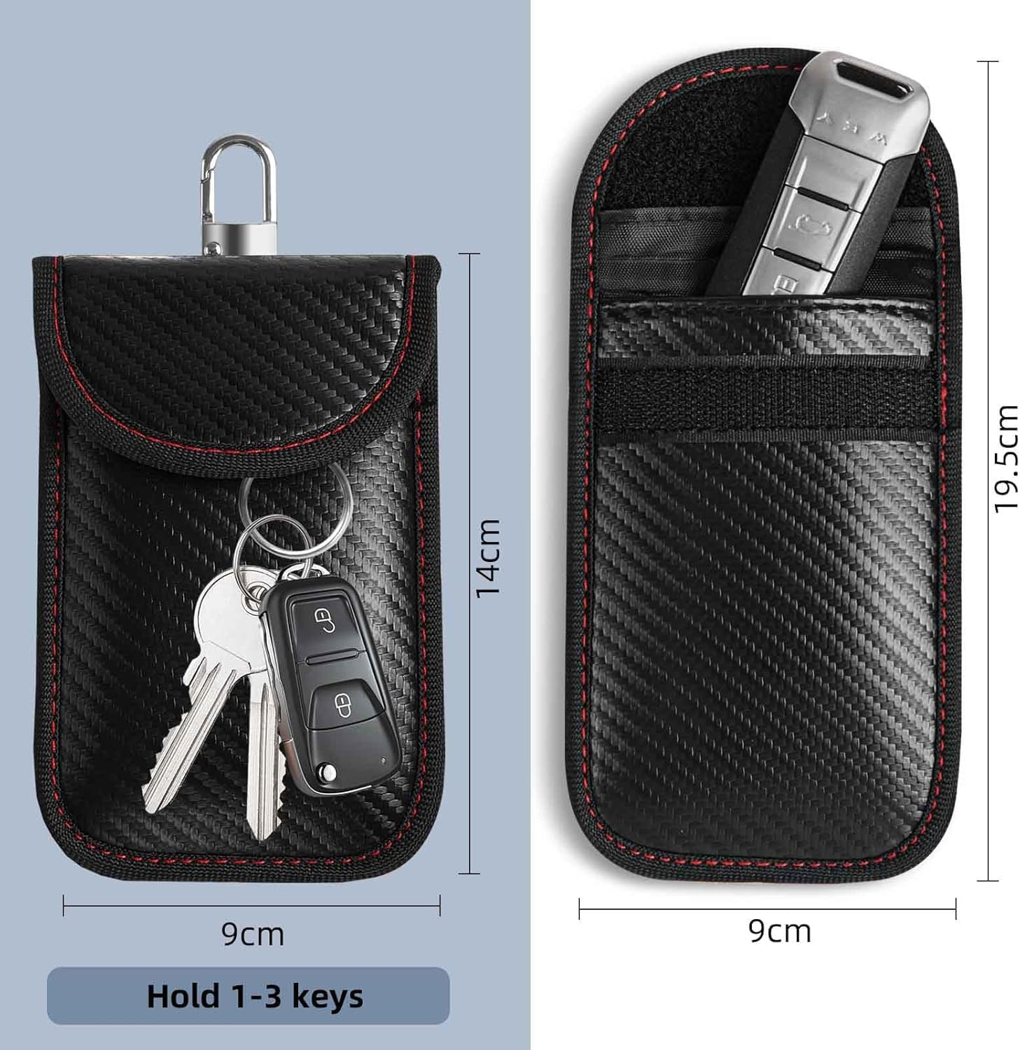 2 Pack Faraday Pouch for Car Keys, Faraday Bag, Car RFID Signal Blocking Holder, Key Fob Protector, Key Fob Cage Block Signal Anti-Theft Car Security Fob Case Cage (Medium) image number 6