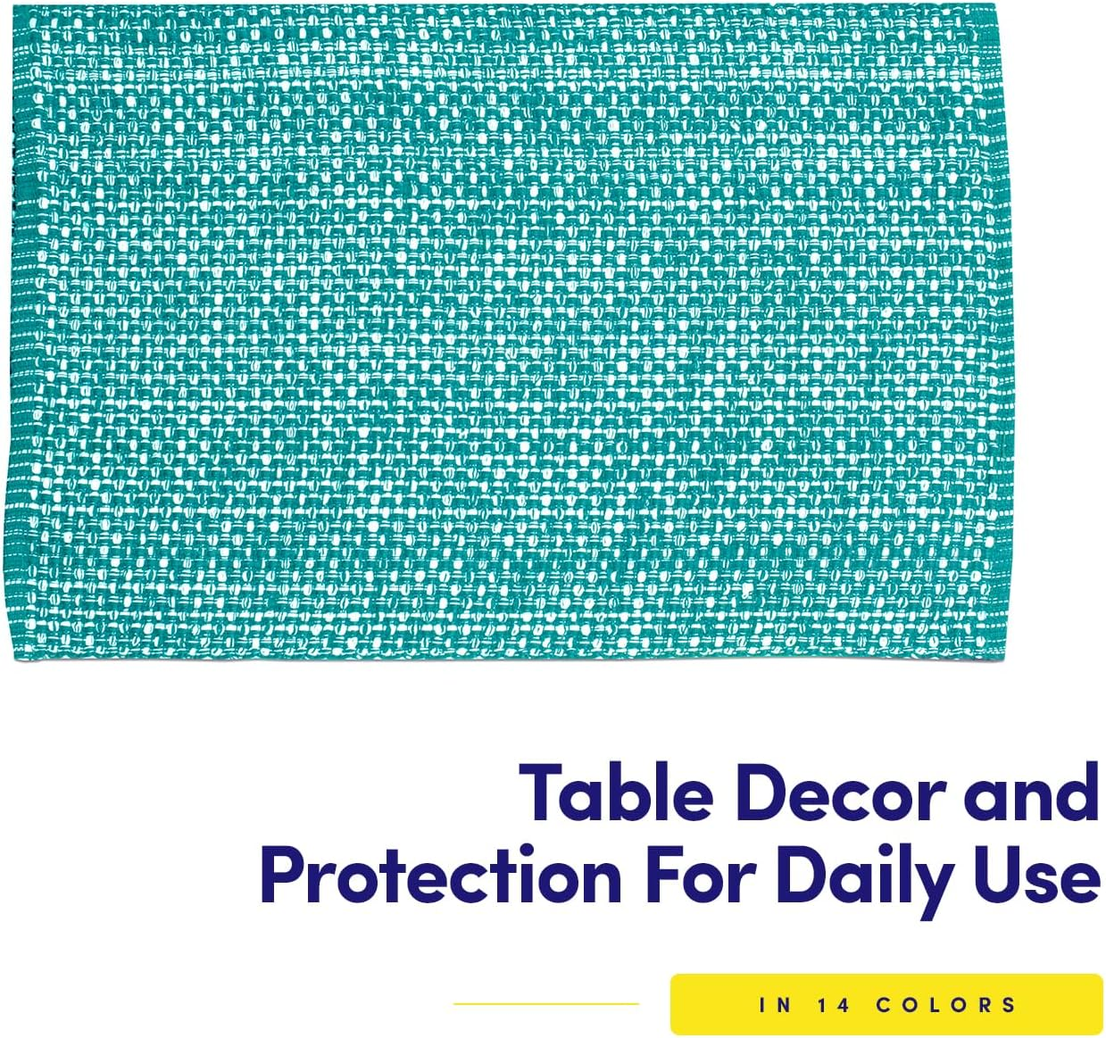 Sweet Home Collection 100% Cotton Placemats for Dining Room Rectangle Two Tone Woven Fabric 13" X 19" Soft Durable Table Mat Set, Set of 6, Turquoise image number 4