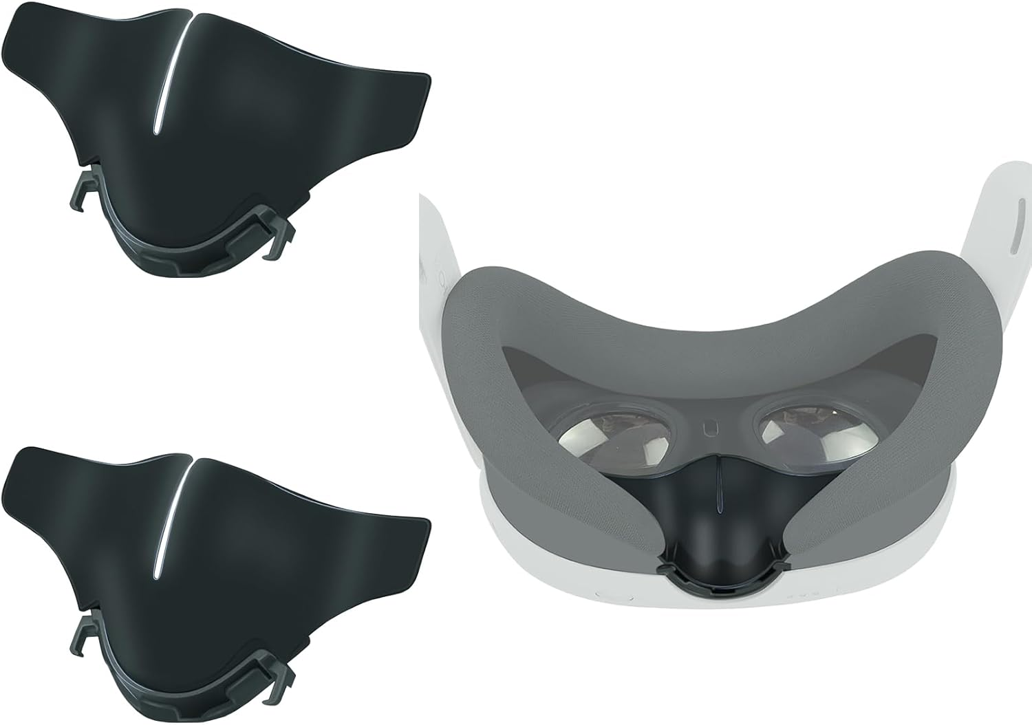 NUHFUFA 2 PCS VR Headset Soft Nose Pad Fits for Quest 3, Anti-Leakage Light Protective Nose Guard Silicone Blackout Cover Cushion VR Accessories image number 1