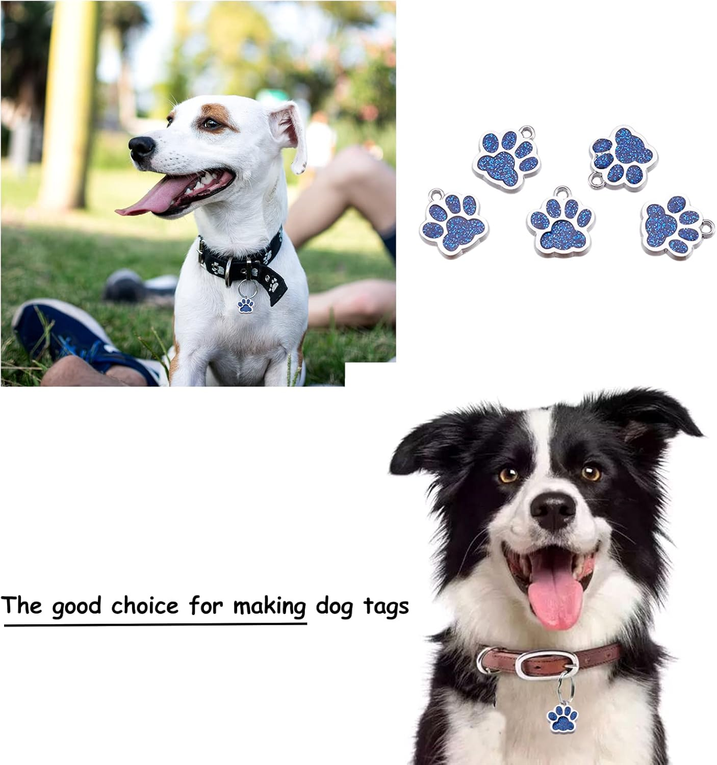 Crafans Animal Cat Dog Paw Charms with Glitter Powder, Alloy Enamel Puppy Footprint Charms Paw Prints Pendants for Jewelry Making, Metal, No Gemstone image number 5