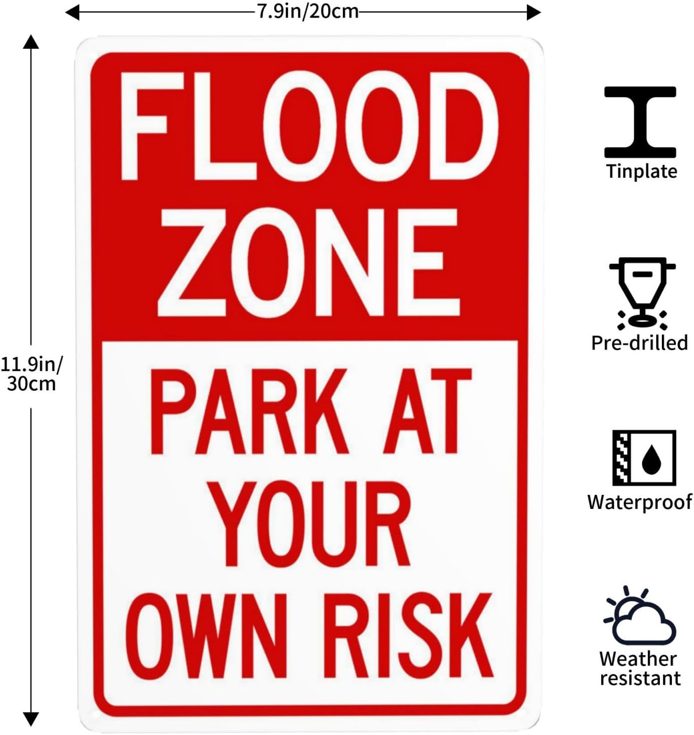 Flood Zone Metal Warning Signs, Cautions Security Tin Sign, Safety Posted Signs, Perfect for Street Business and Home Wall Decor 8 X 12 Inch image number 5
