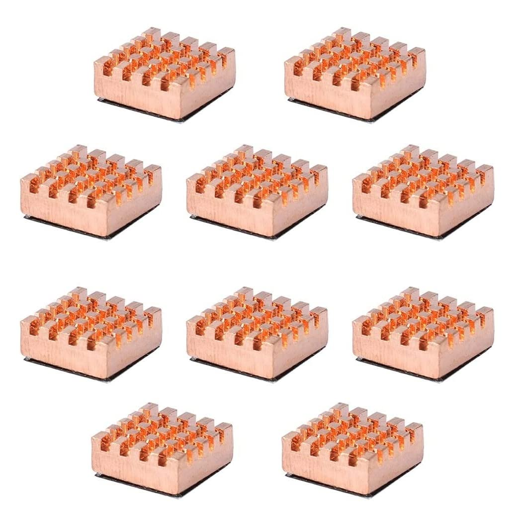 Easycargo 10Pcs 14Mm VRAM Copper Heatsink + Thermal Conductive Adhesive Tape for Cooling Cooler GPU Chips VRAM VGA RAM GPU (14Mmx12Mmx5Mm) (Copper 14Mm) image number 1