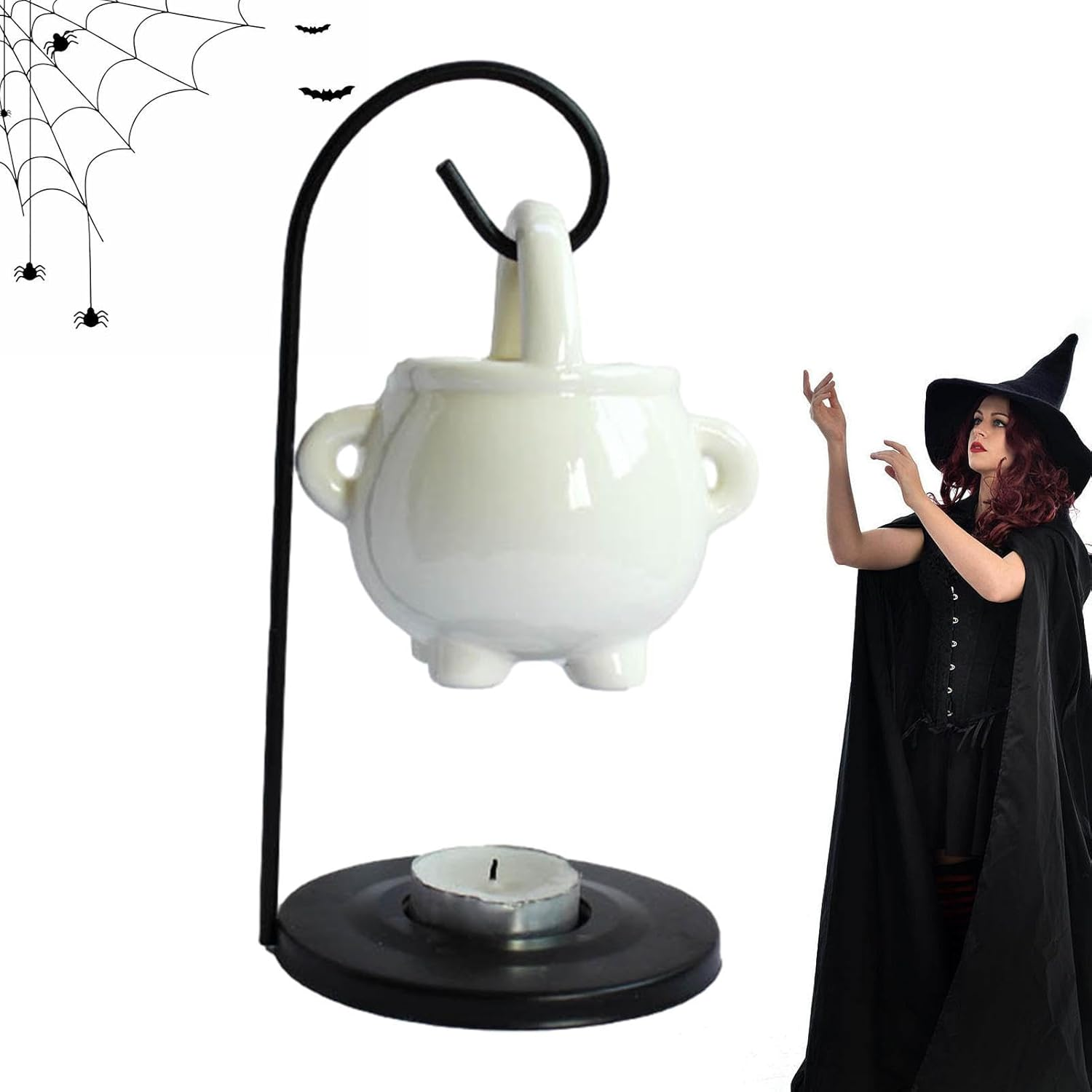 Witch'S Cauldron Aromatherapy Burner, Universal Ceramic Hanging Pot Wax Melting Furnace, Halloween Home Decor Gothic Diffuser, Yoga Meditation Decor Creative Scented Holder Home Fragrance image number 5
