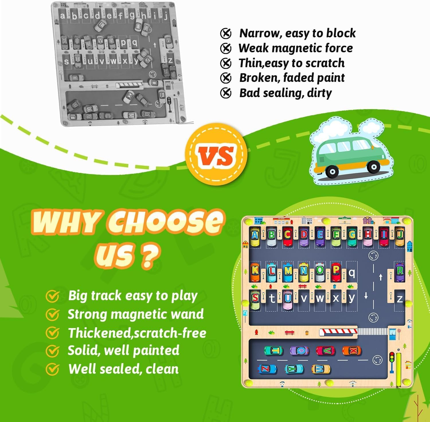 Ssnddm Magnetic Alphabet Maze Letter Puzzle - Montessori Alphabet Parking Maze for Toddlers Ages 3-5, Travel-Friendly Sensory Board for Boys & Girls, Educational Birthday Gifts Preschool Kids image number 6