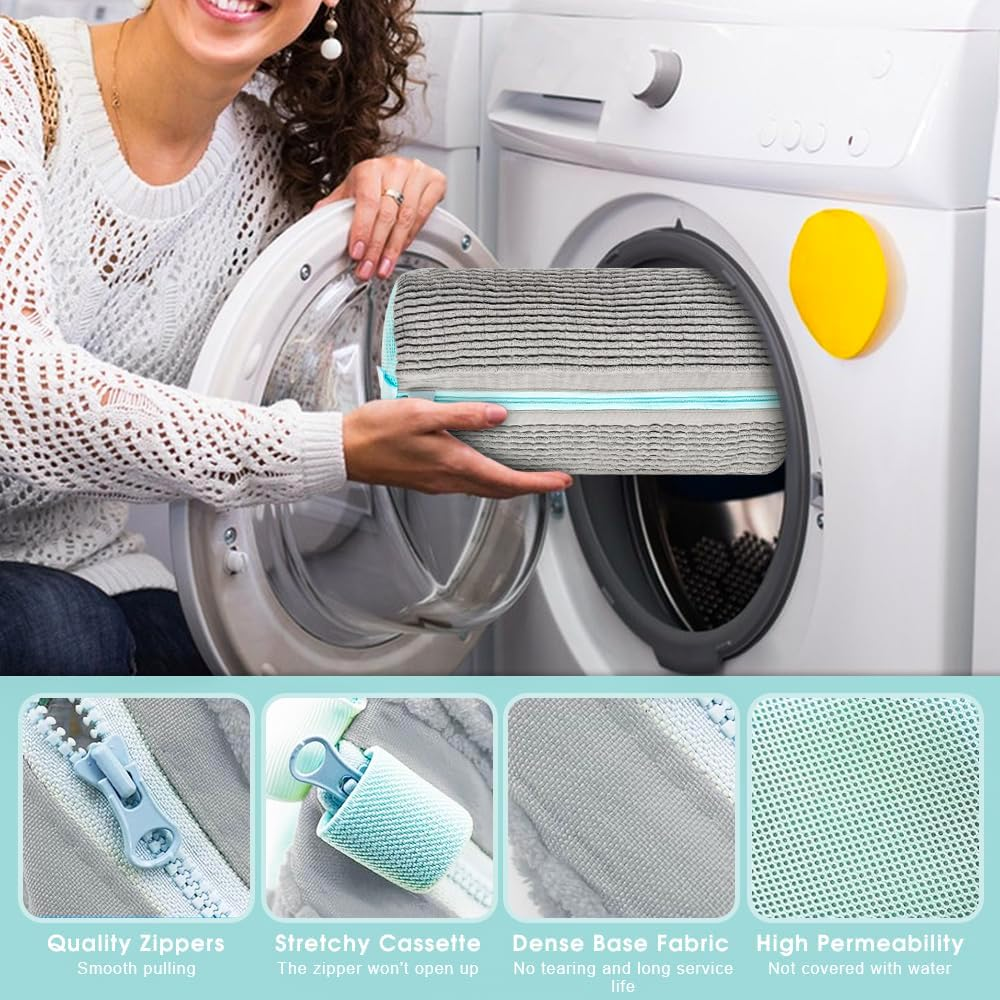 Sonicefit 2PCS Shoe Washing Machine Bag - 2024 New Reusable Mesh Laundry Bag for All Shoes, Adjustable and 360&deg; Cleaning, Sneaker Wash Bag - Blue image number 3