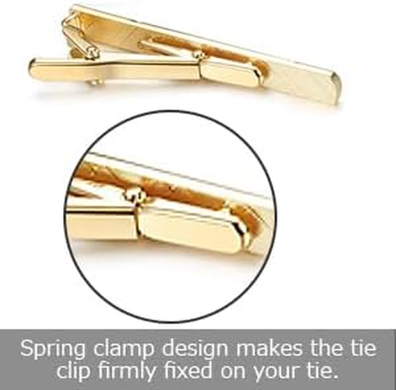 Roctee 4 Pack Tie Clip for Men, Regular Tie Pin Set Tie Bar Necktie Bar Pinch Clips for Business Wedding and Daily Life, Include Black Navy Gold Silver 4 Colors image number 4