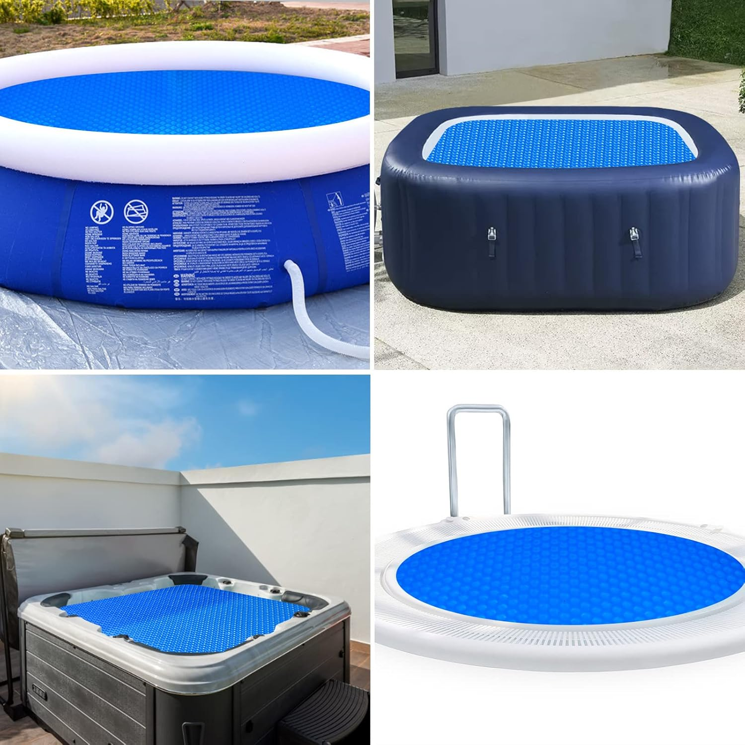 7X7 Ft Solar Hot Tub Cover Spa Bubble Covers Blanket for 7 X 7 Foot Square Hot Tub SPA Bubble Wrap Small Pool Cover Protector, 15-Mil Circle Thermal Insulation Floating Blankets (84 X 84 Inch) image number 6