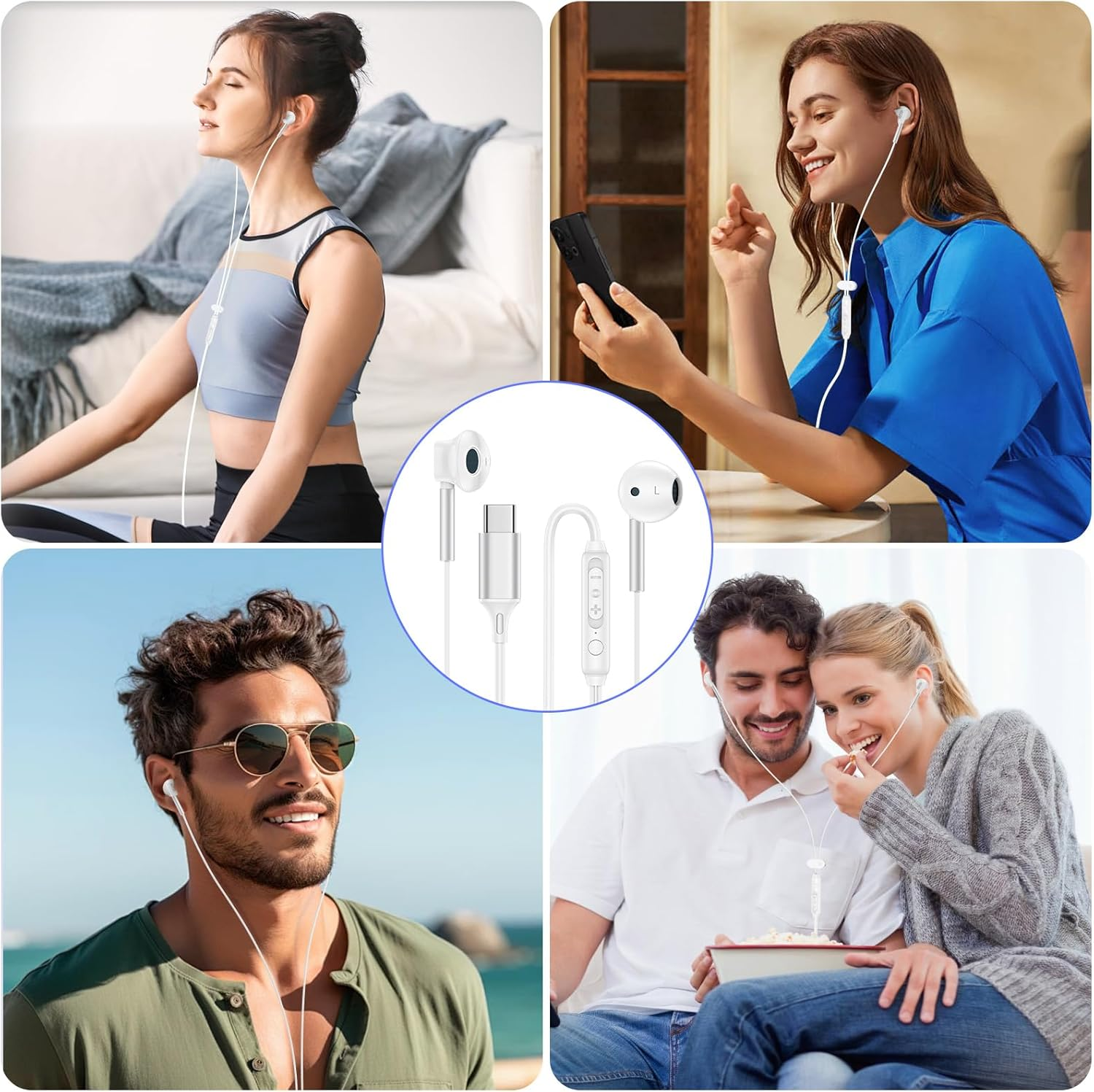 USB C Noise Canceling Earbuds with Microphone & Volume Control Earphones for Iphone 16 Pro Max/16, Type C Wired Earbud Semi in Ear Headphones for Samsung Galaxy S25 Ultra S24 FE S23 A56 Z Fold 7 image number 3