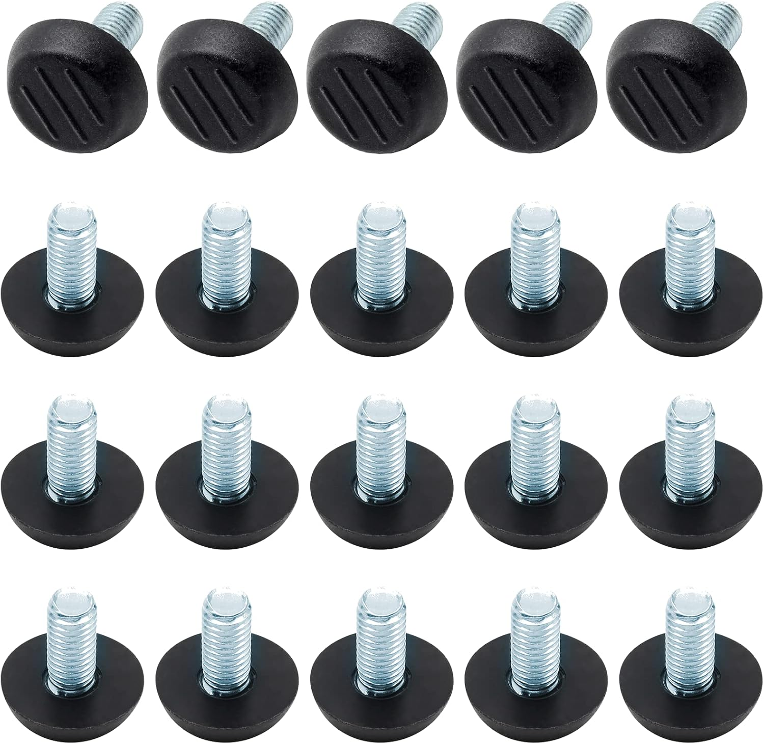 Auvotuis 20 Pcs M8 Adjustable Furniture Levelers Screw on Furniture Glide Leveling Foot Screw in Threaded for Chair, Table, Furniture Legs (M8 X 15Mm) image number 4