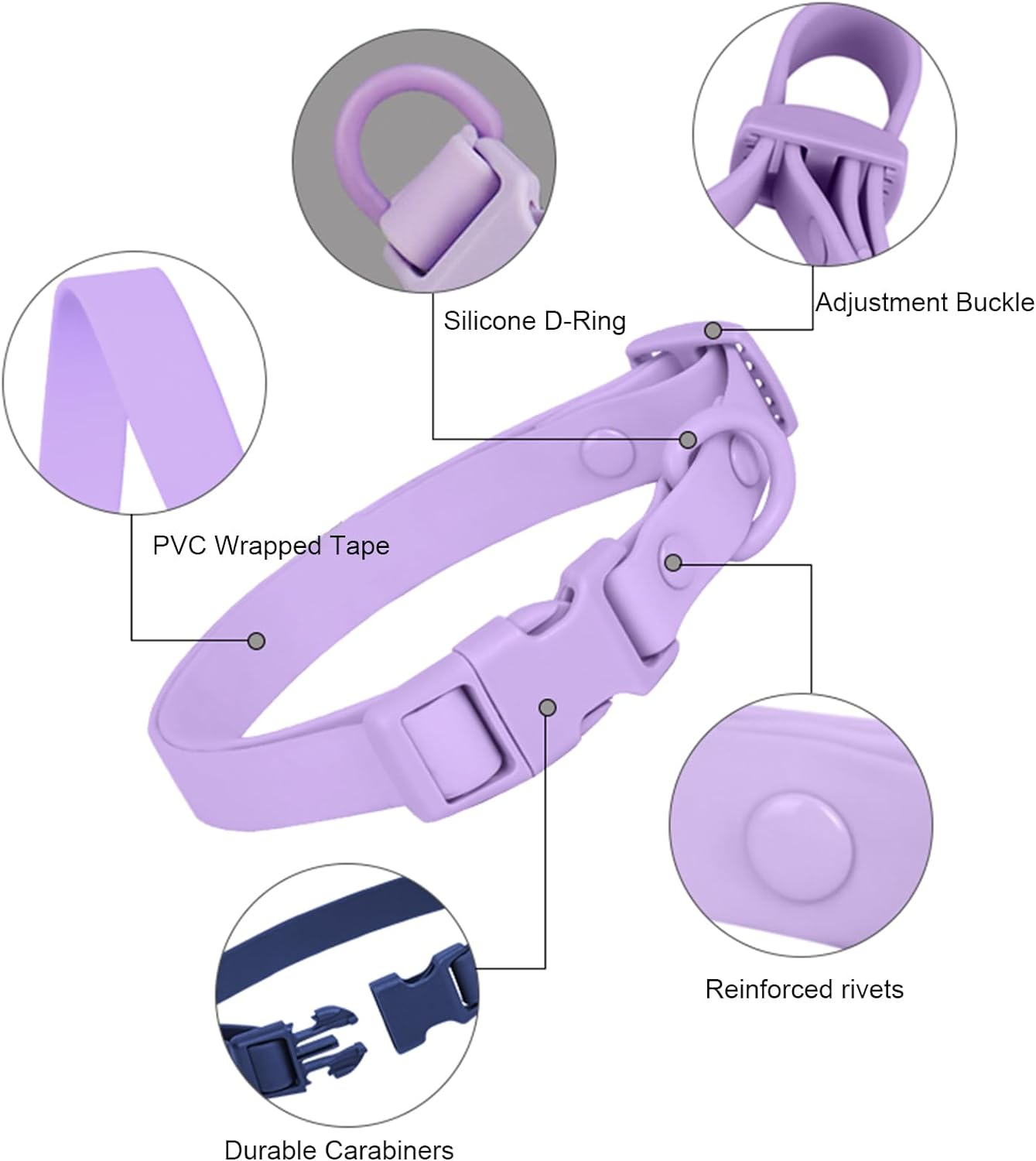 Waterproof Dog Collar Soft Rubber Dog Collar with Safety Buckle Adjustable Pet Collars for Small Medium Large Dogs image number 5