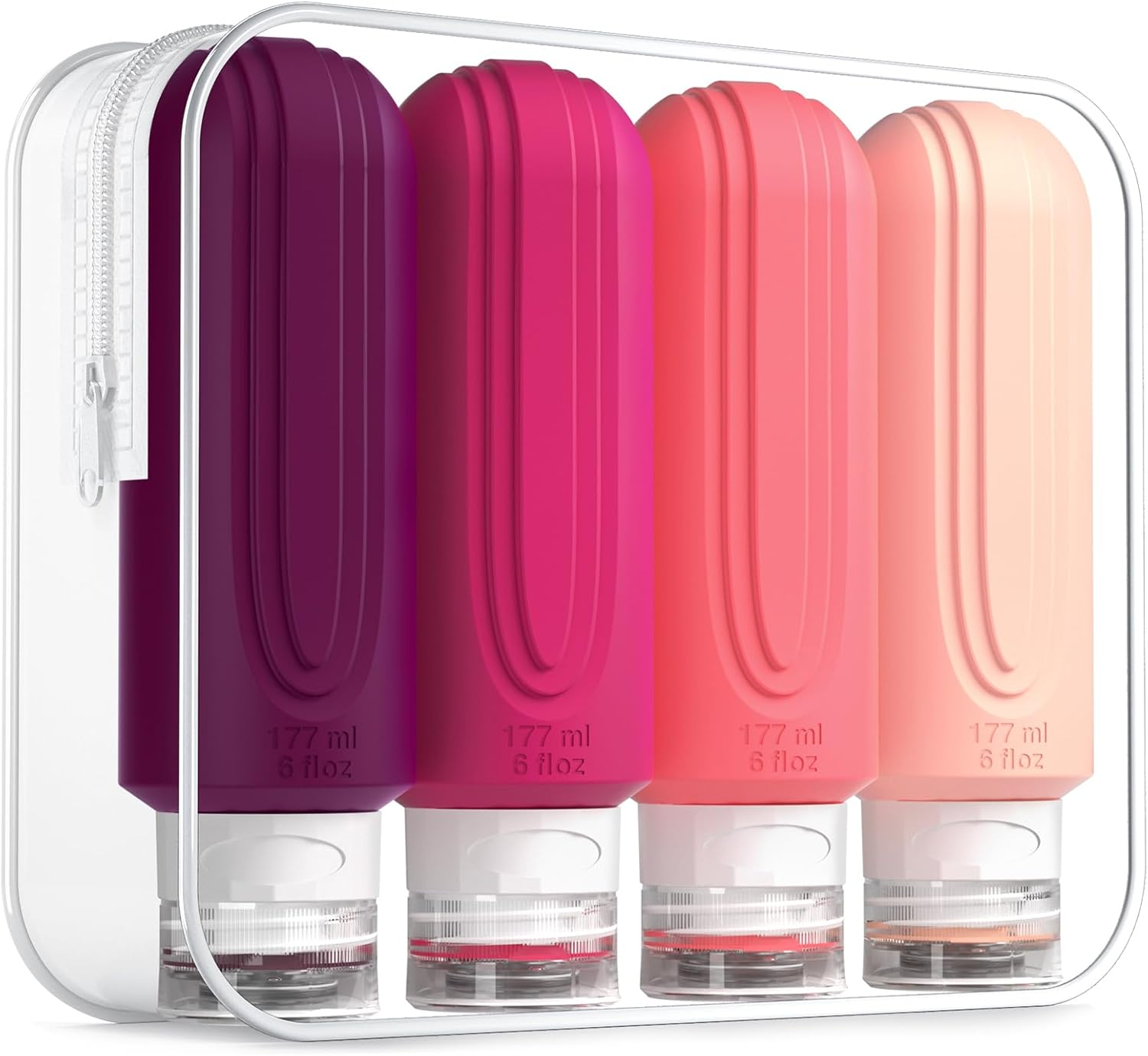 Mrsdry Travel Bottles for Toiletries, Large 6Oz Oversize Containers, BPA Free Leak Proof Tubs Refillable Liquid Traveler Accessories with Toiletry Bag for Cometic Shampoo and Lotion Soap (4 Pack) image number 6