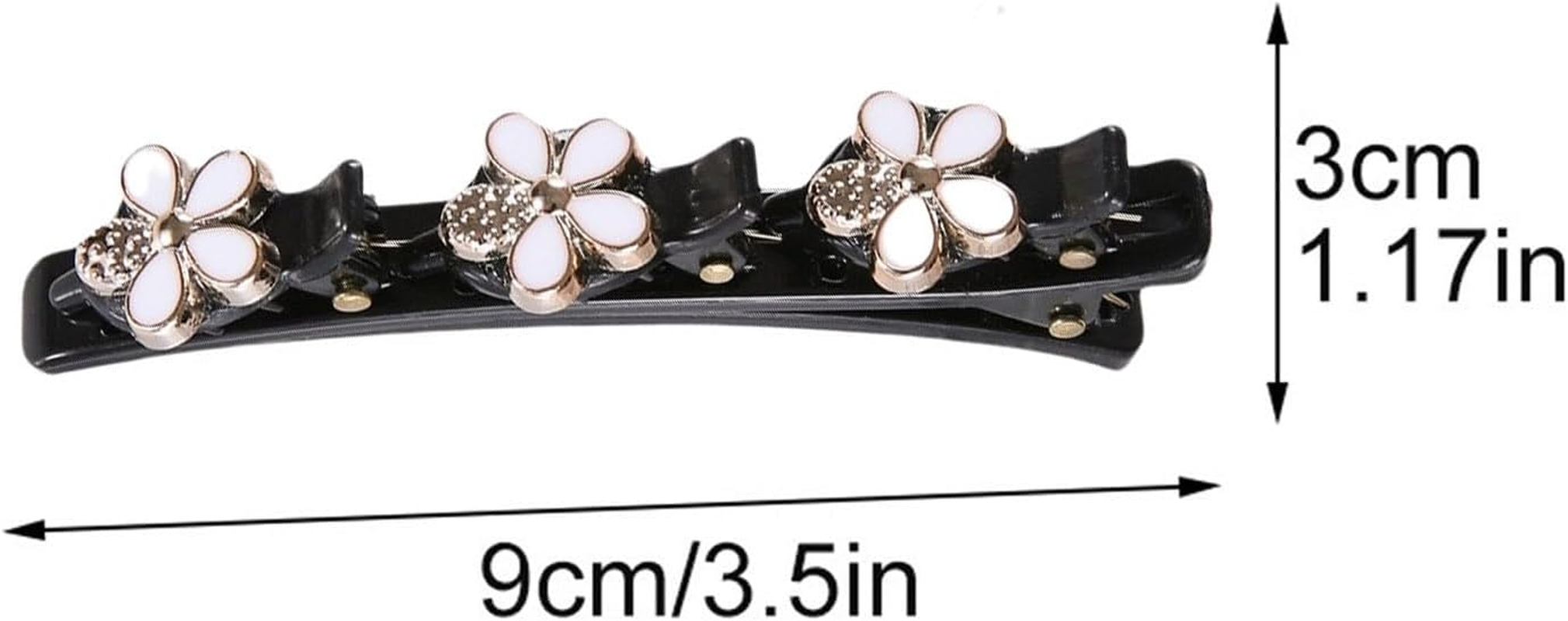 Braided Hair Clips with Sparkling Crystal Stone and 3 Small Clips Beaded Hair Pin Duck Bill Clip Braided Hair Clip with Rhinestones for Women as a Gift (Style: N) image number 6
