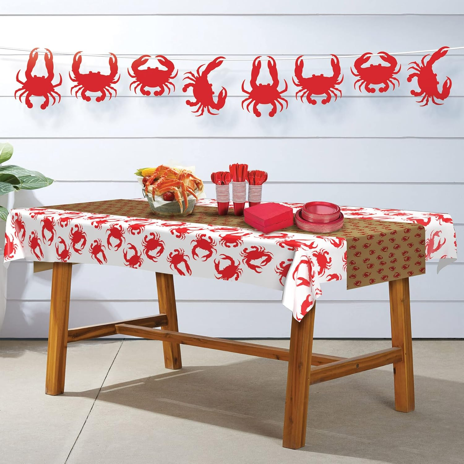 Beistle 2 Piece Crab Decorations Banners for Luau Theme Nautical Beach D&eacute;cor under the Sea Party Supplies, 8" X 6', Red image number 5