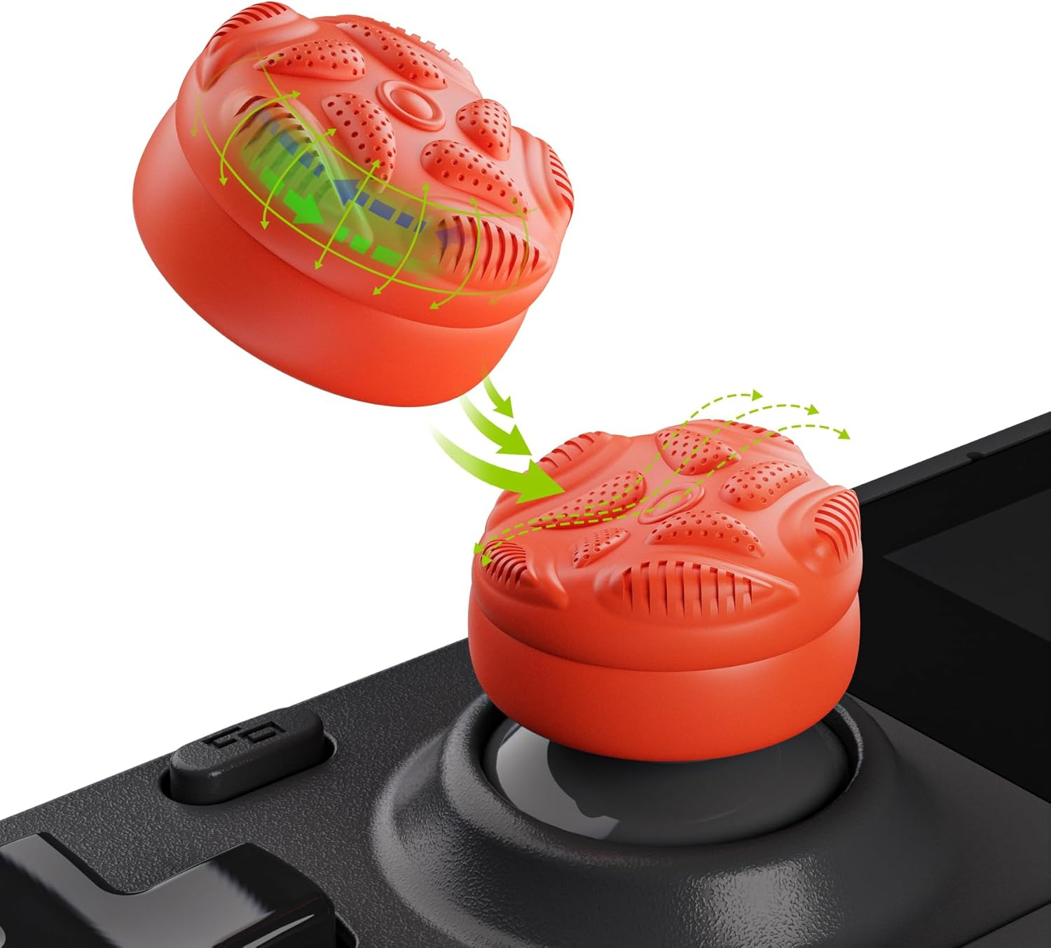 Playvital Thumb Grips for Steam Deck LCD & OLED (4-Pack), Thumb Cushion Caps with Anti-Slip Texture, Height-Boost Joystick Cover for Steam Deck Accessories - Raindrop Texture Orange image number 4