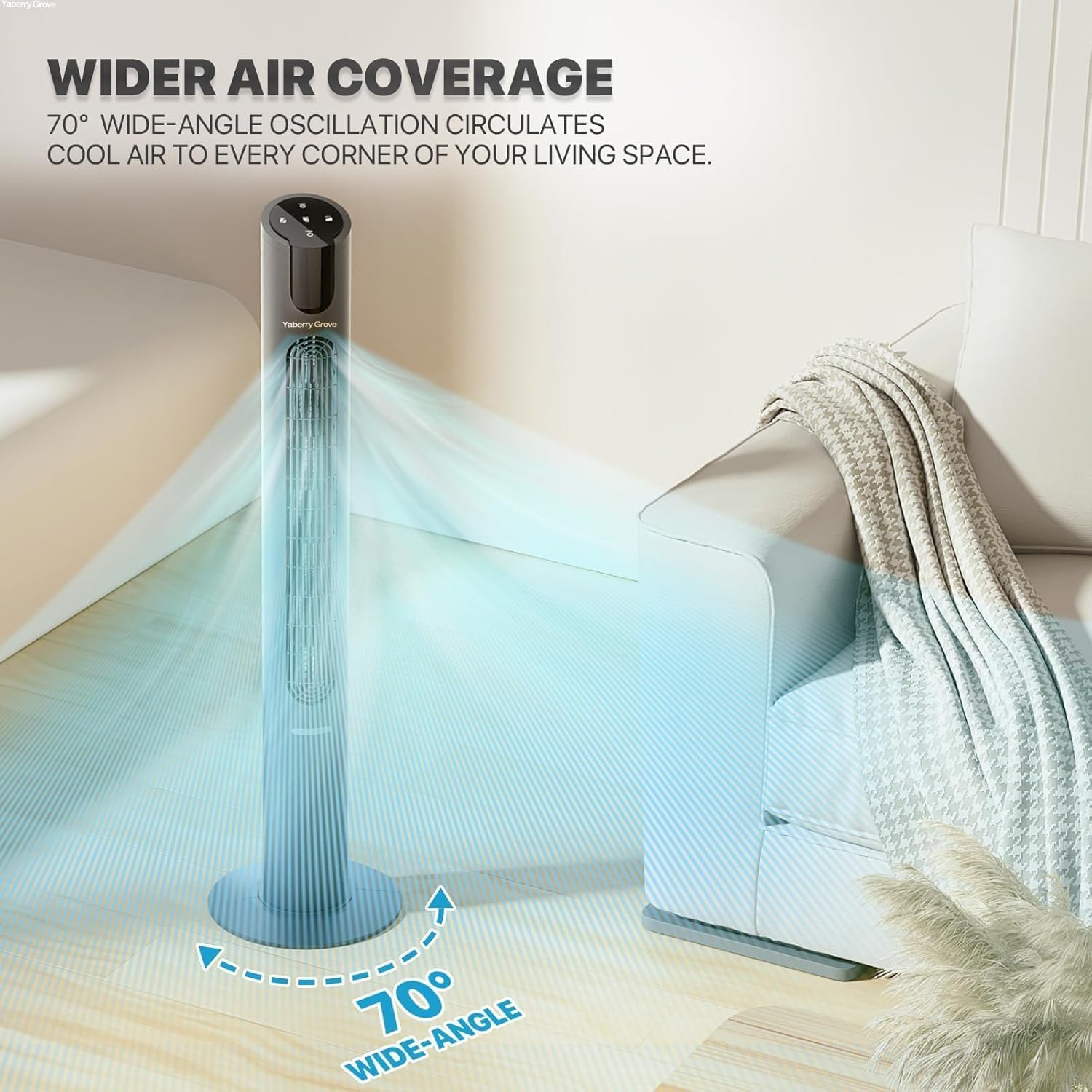 115CM Oscillating Quiet Tower Fan with Remote Control 8 Speeds 12H Timer Portable LED Display,Dc,20 Db,15M/S Electric Air Circulator Cooling Floor Standing Fan for Home Bedroom Office Living Room image number 6