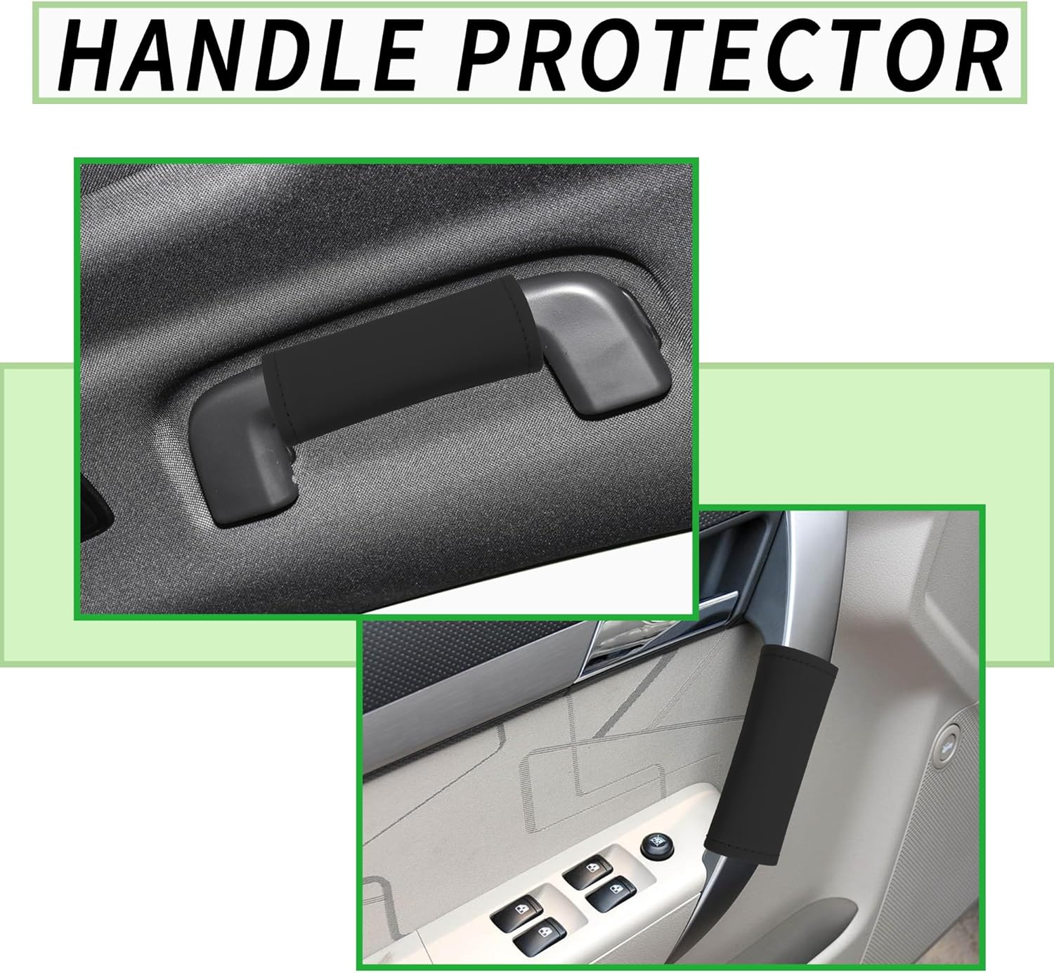 2PCS Leather inside Car Door Handle Protector,Colorful Car Handle Cover for Car Decorations & Door Pull Handle Protections,Universal Interior Car Door Handle Scratch Protector (Black) image number 5