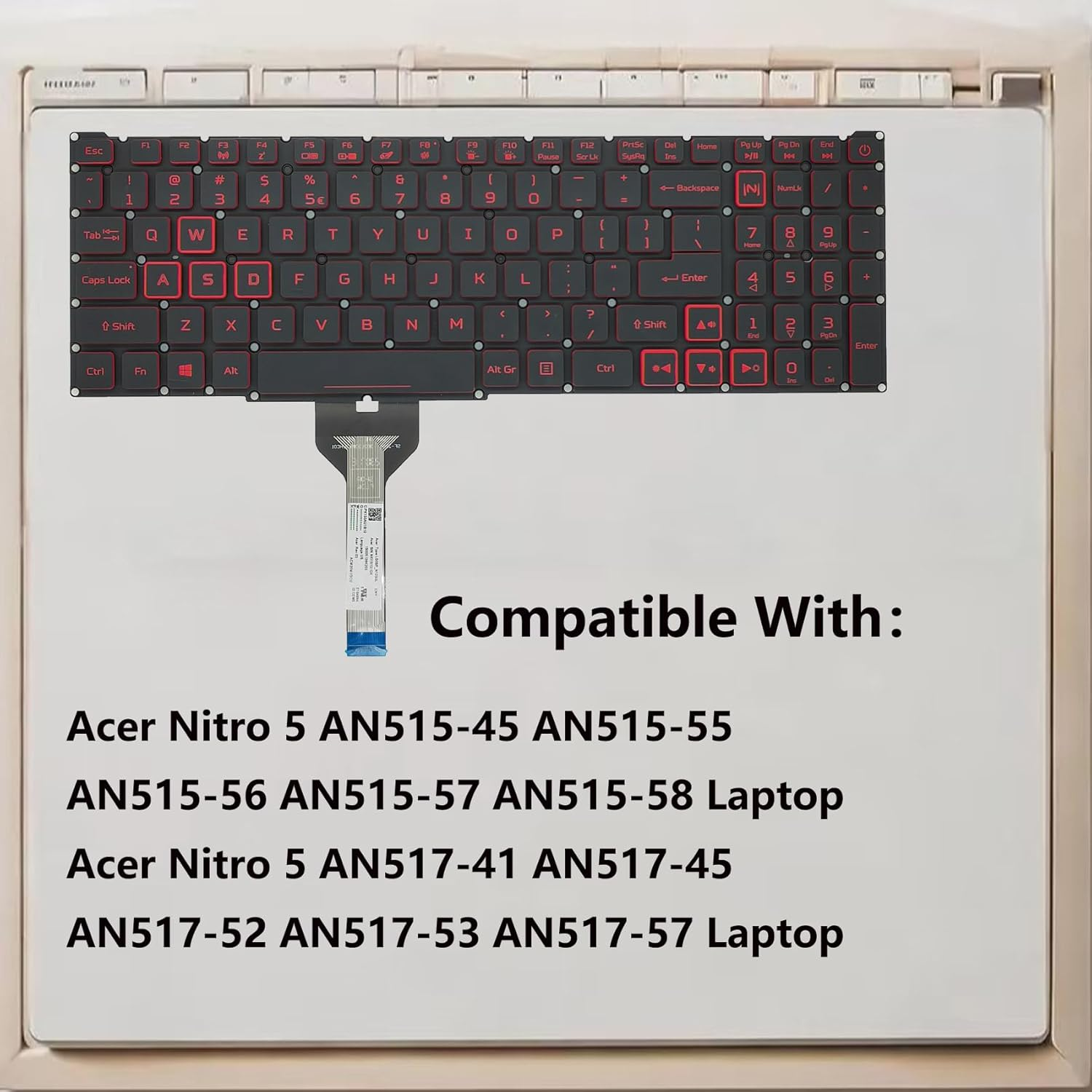 WWGTMC Replacement Keyboard for Acer Nitro 5 AN515-55 AN515-56 AN515-57 AN515-58 AN515-45,AN517-52 AN517-53 AN517-57 AN517-41 AN517-45, Predator Helios 300 PH315-54 PH315-55 PH317-51 Series Laptop image number 4
