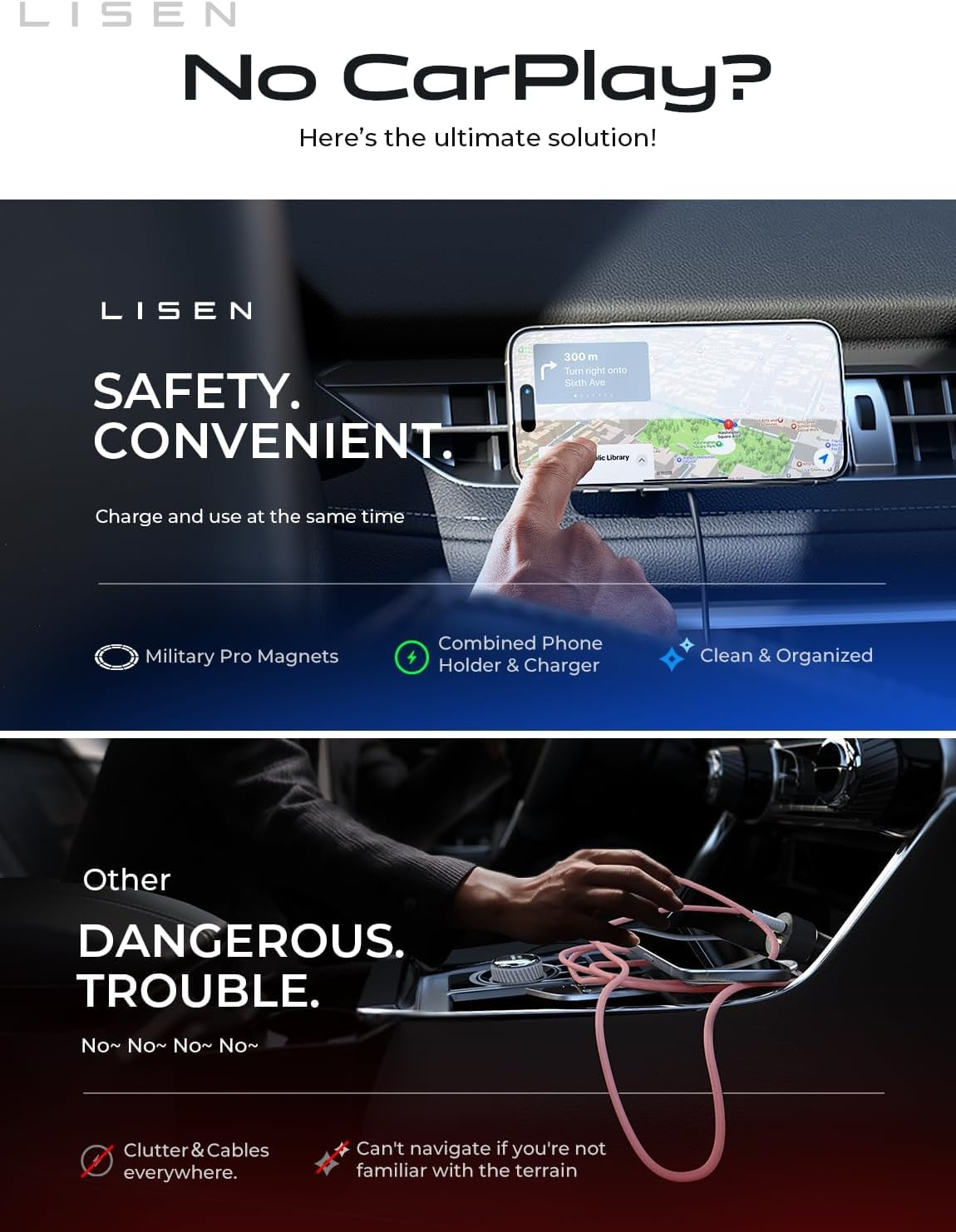 LISEN for 15W Magsafe Car Mount Charger,Magnetic Wireless Cars Charger,Magnetic Phone Holder for Cars,Phone Holders for Your Car Accessories for Women Men Jeep Ford F150 for Iphone 17-12,Samsung,Pixel image number 4