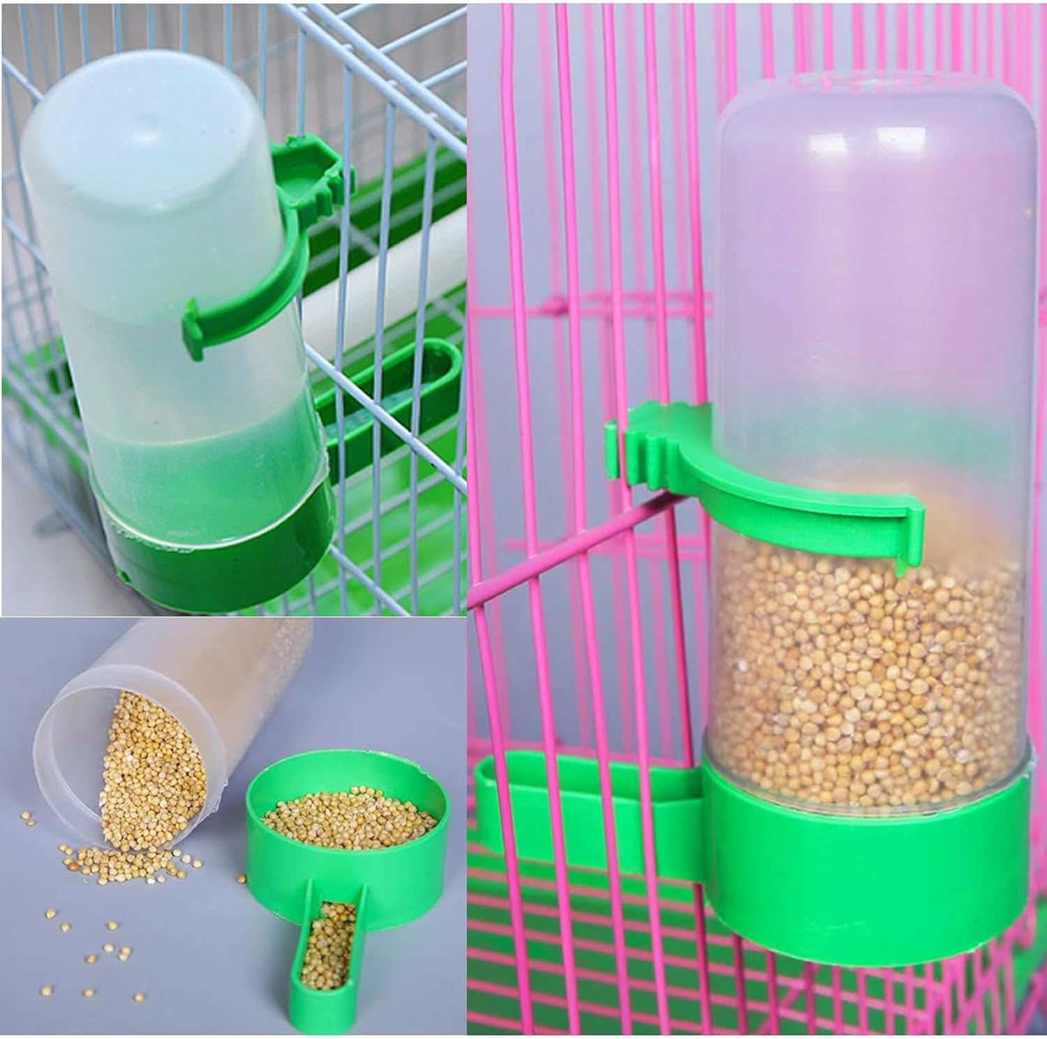 FUNNTY 4PCS Automatic Bird Water Feeder,Bird Water Bottle Drinker Container Food Dispenser Hanging in Birds Cage,For Parrots, Lovebirds, Transparent Bird Gravity Water Dispenser (140 Ml / 4.73 Oz)