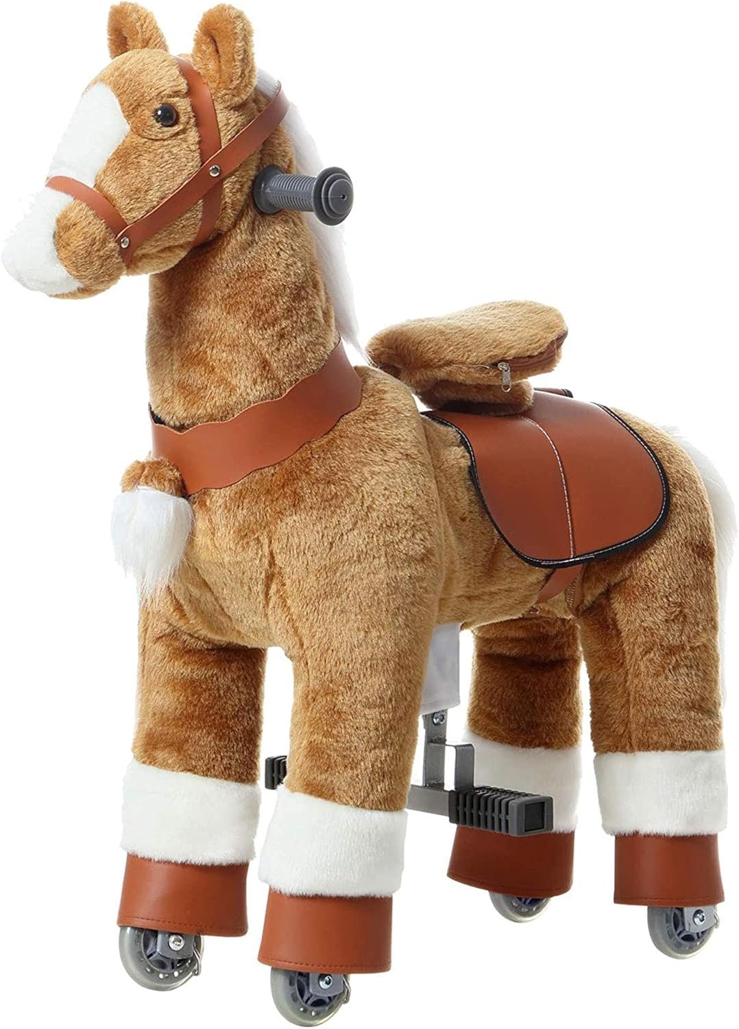 Ahatech Walking Horse Ride on Toy Plush Animal Brown Pony Small Medium Size for Ages 3-14 Years Rockin' Rider Coffee Stable Horse Ride on (Ages 3-6 Years, Brown) image number 1
