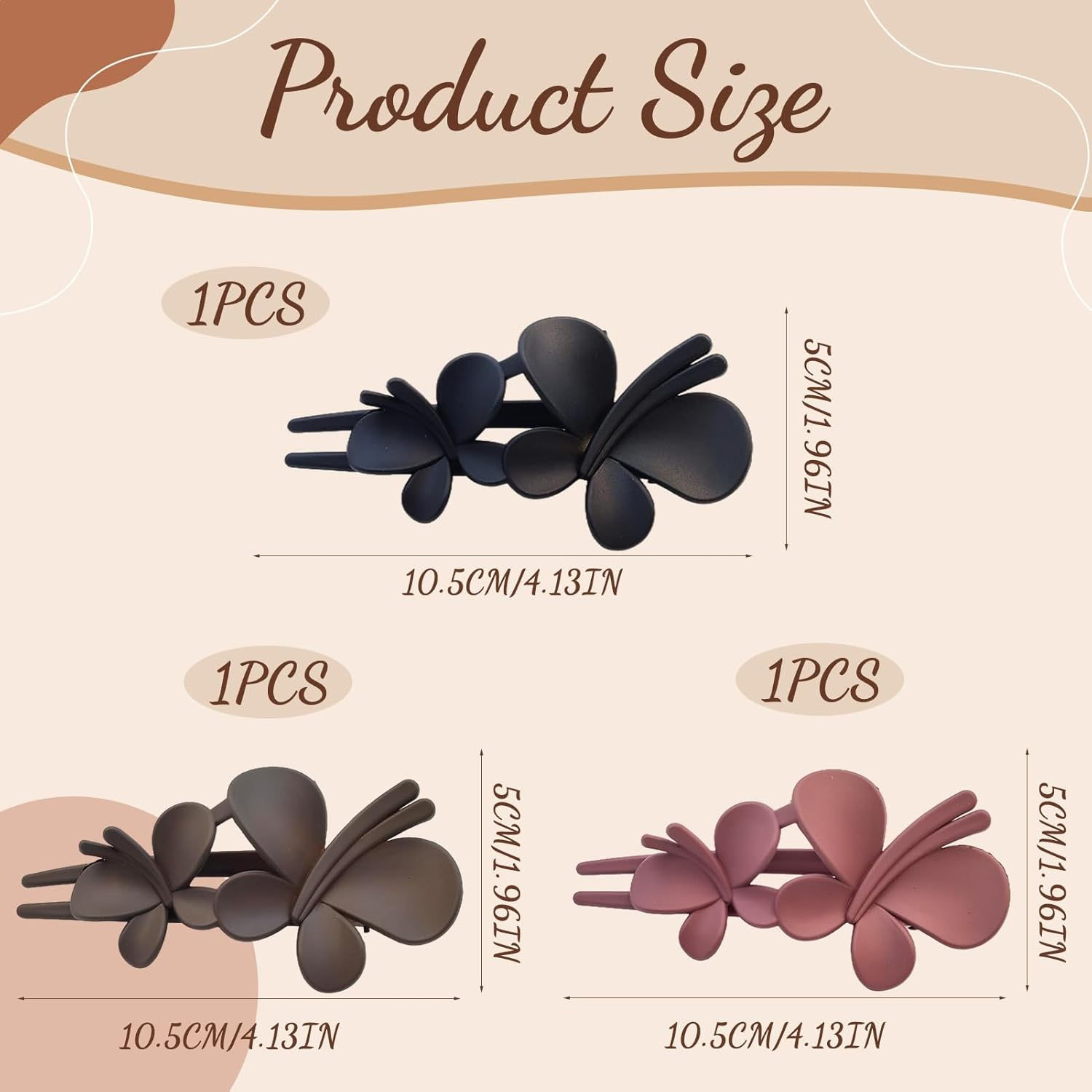 Pack of 3 Women'S Hair Clips, French Hair Clips, Butterfly Hair Clip, French Hair Clip, for Thick & Thin Hair, Everyday, Sports or Relaxation