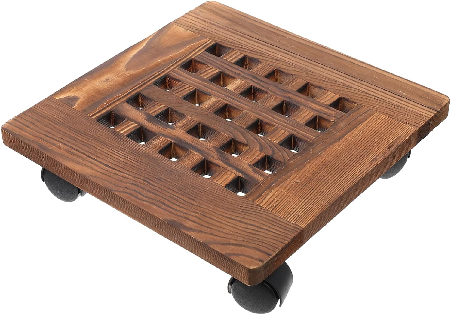 BESPORTBLE Movable Flowerpot Tray Sturdy Wooden Tray Wheels Planter Pallet for Indoor Desktop Plant Pot