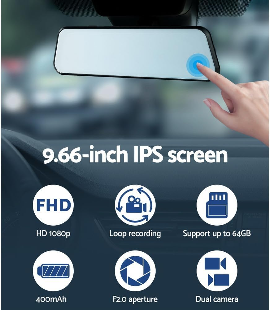 UL-TECH Dash Cam, 1080P 4K Automotive Mini 9.66" Front and Rear View Dashcam Car Camera Dashcams DVR Recorder LCD Video Cams Vehicle Caravan Electronics Accessories, Motion Sensor Night Vision 170&deg; image number 5