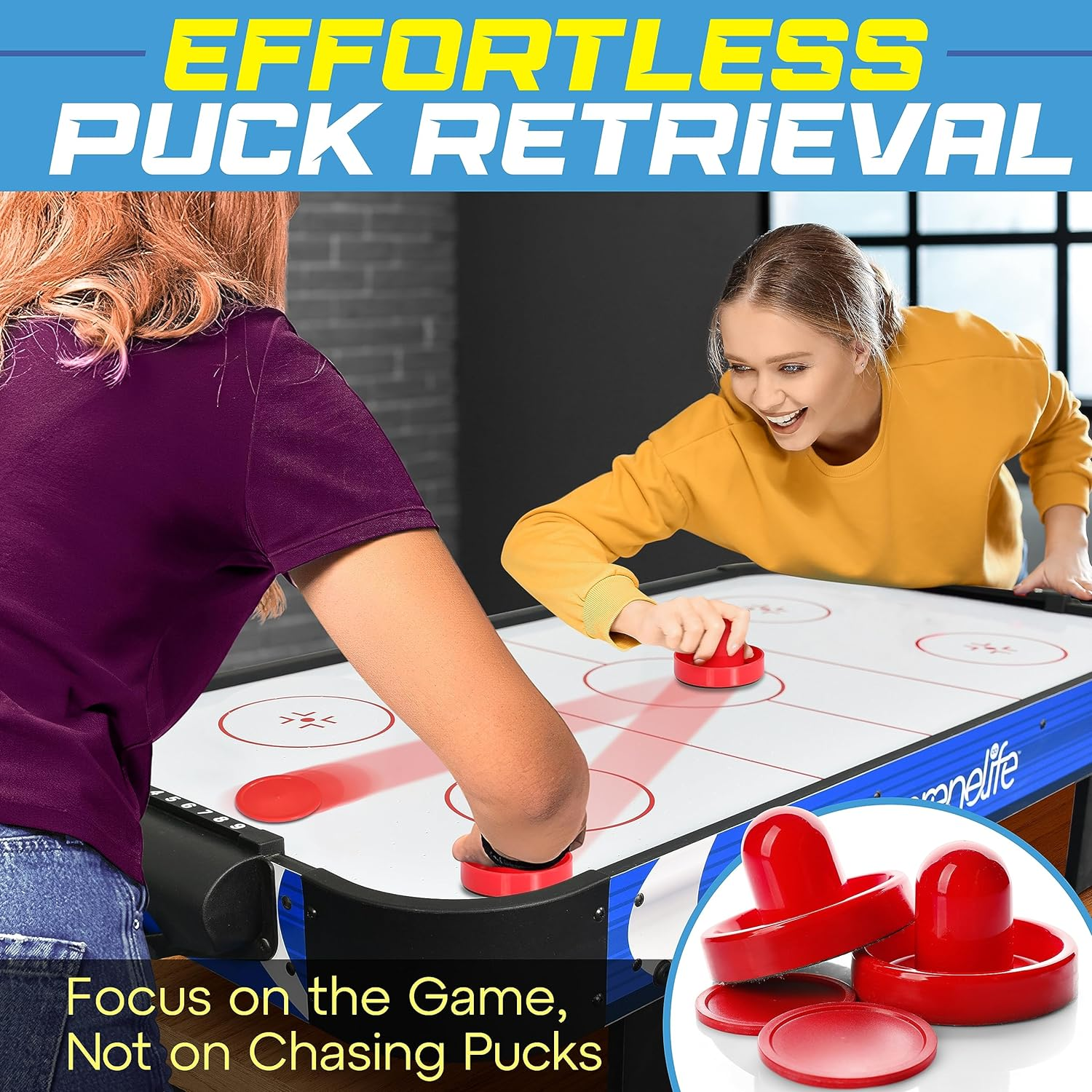 Serenelife Air Hockey Game Table 4.10Ft with Strong Motor, Digital LED Scoreboard, Puck Dispenser & Complete Accessories