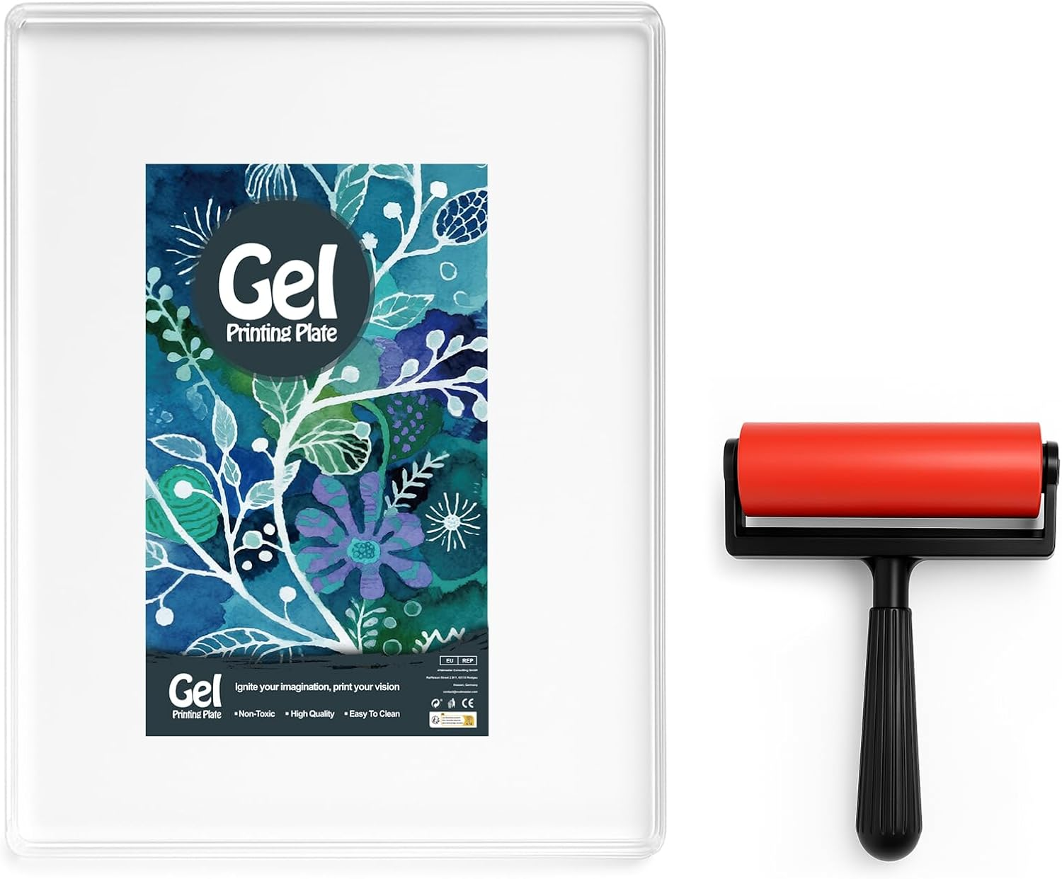 INNOVAYOU 8 * 10Inch Gel Plate, Waterproof and Washable Gel Printing Plate with Press Rubber, Suitable for Card Making, Arts and Crafts, Scrapbooking, Diary, Home Decoration image number 5