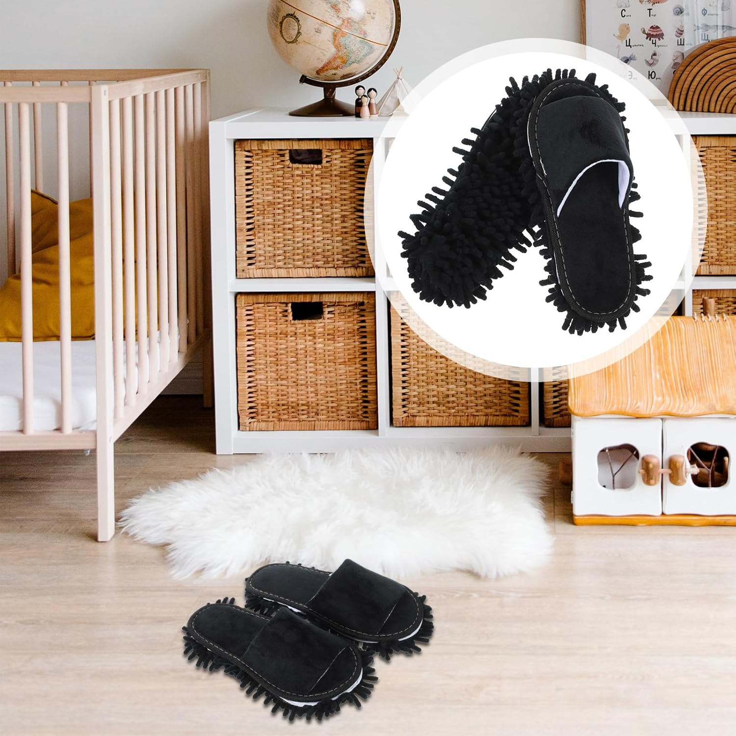 PACKOVE Cleaning Mop Slipper Floor Cleaning Slipper Detachable Mopping Shoes House Dusting Slippers Microfiber Dust Slippers Unisex Dusting for Home (39-42 Shoe Size)