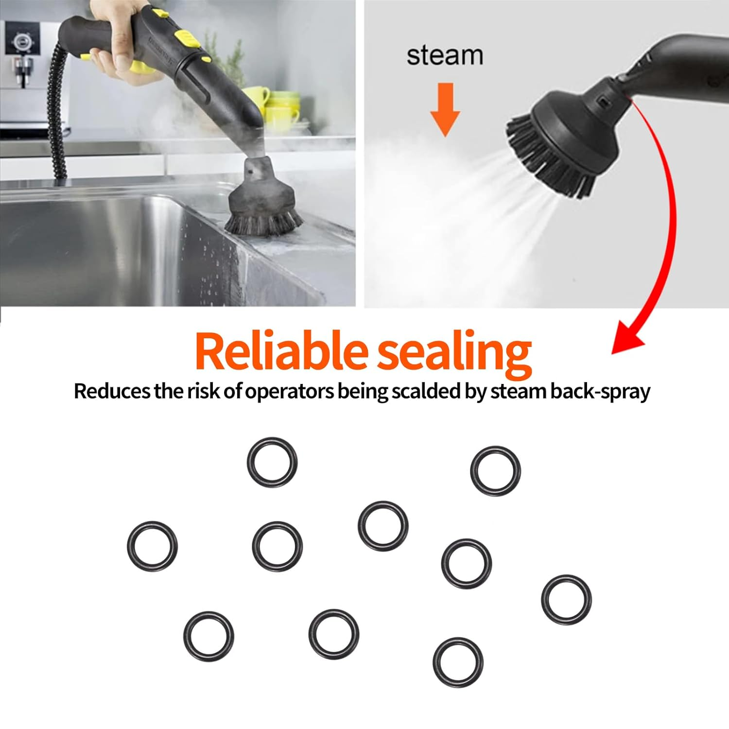 10Pcs O-Ring Rubber Sealing Ring for Karcher SC2 SC3 SC4 SC5 CT10 Steam Cleaner Parts (Black)