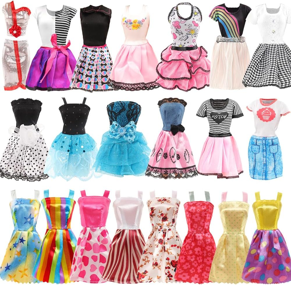 Barwa 55 Pcs Doll Clothes and Accessories Set EU CE-EN71 Certified Include 15 Clothes Party Grown Outfits + 40 Different Doll Accessories for 11.5 Inch Dolls image number 3