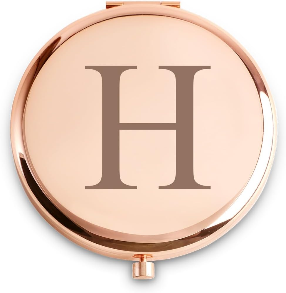 Personalized Compact Mirror Monogrammed Initial, Friendship Gifts Women Girls Her Friends, Unique Birthday Gifts Mom Wife Sister Daughter Grandma Niece Granddaughter Aunt - Beautiful image number 2