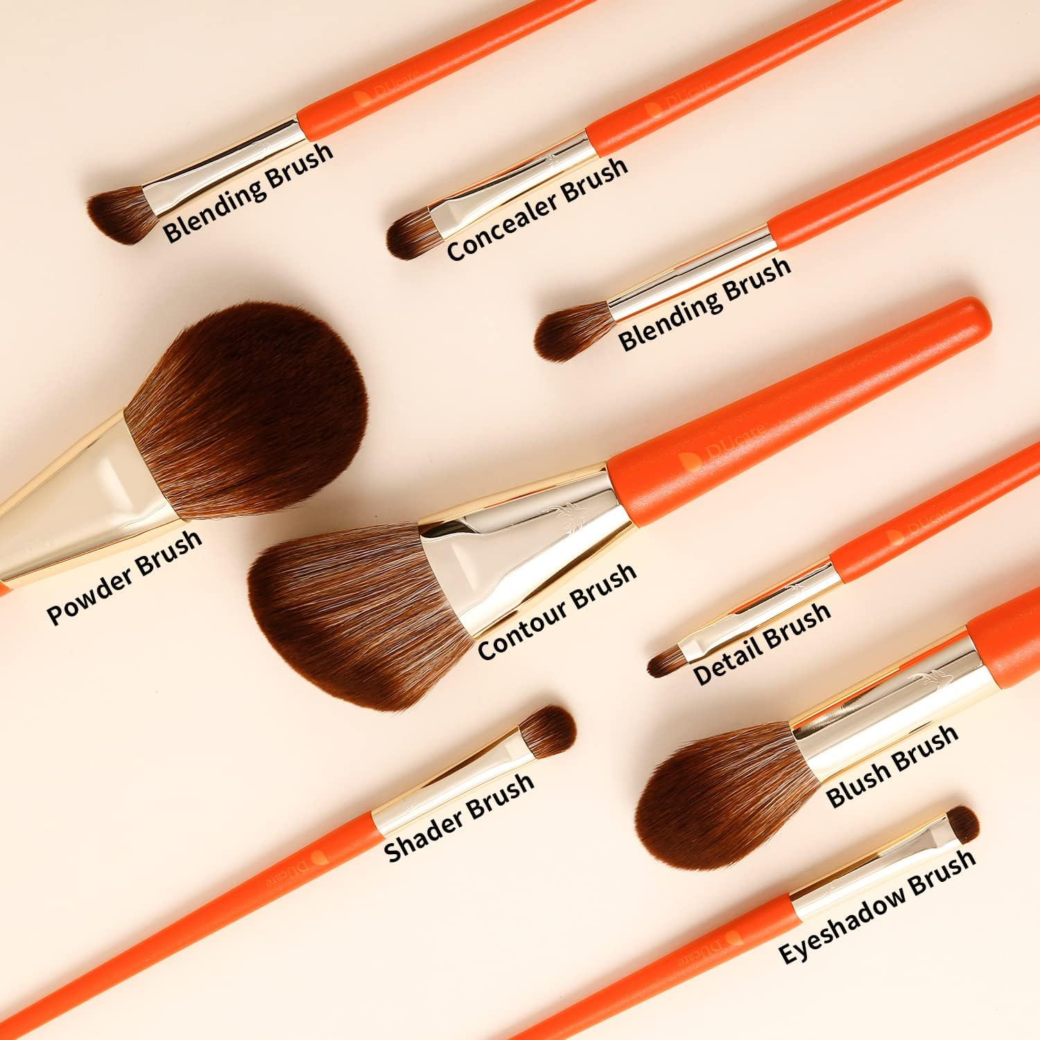 Ducare Makeup Brushes 9Pcs Makeup Brush Set with Bag Premium Synthetic Kabuki Foundation Eyeshadows Brushes Blending Face Powder Blush Concealers Eye Shadows Make up Kit - Red image number 6