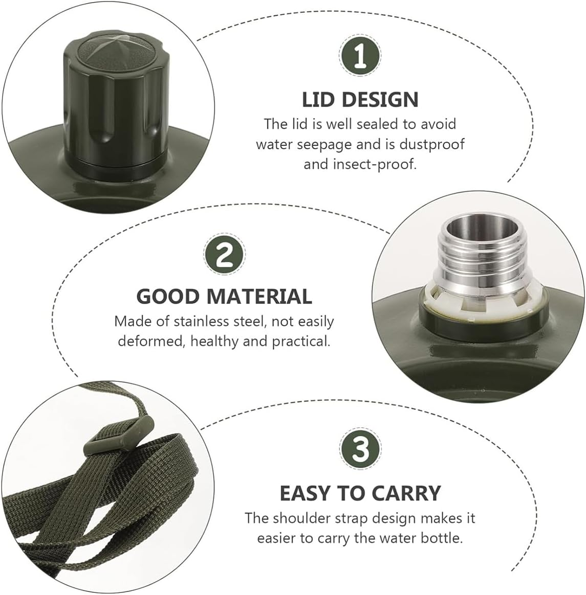 AIMALL 800Ml Stainless Steel Camping Canteen with Strap &ndash; Red Star Design Portable Water Bottle for Outdoor Hiking, Summer Camp, and Student Travel Use image number 2