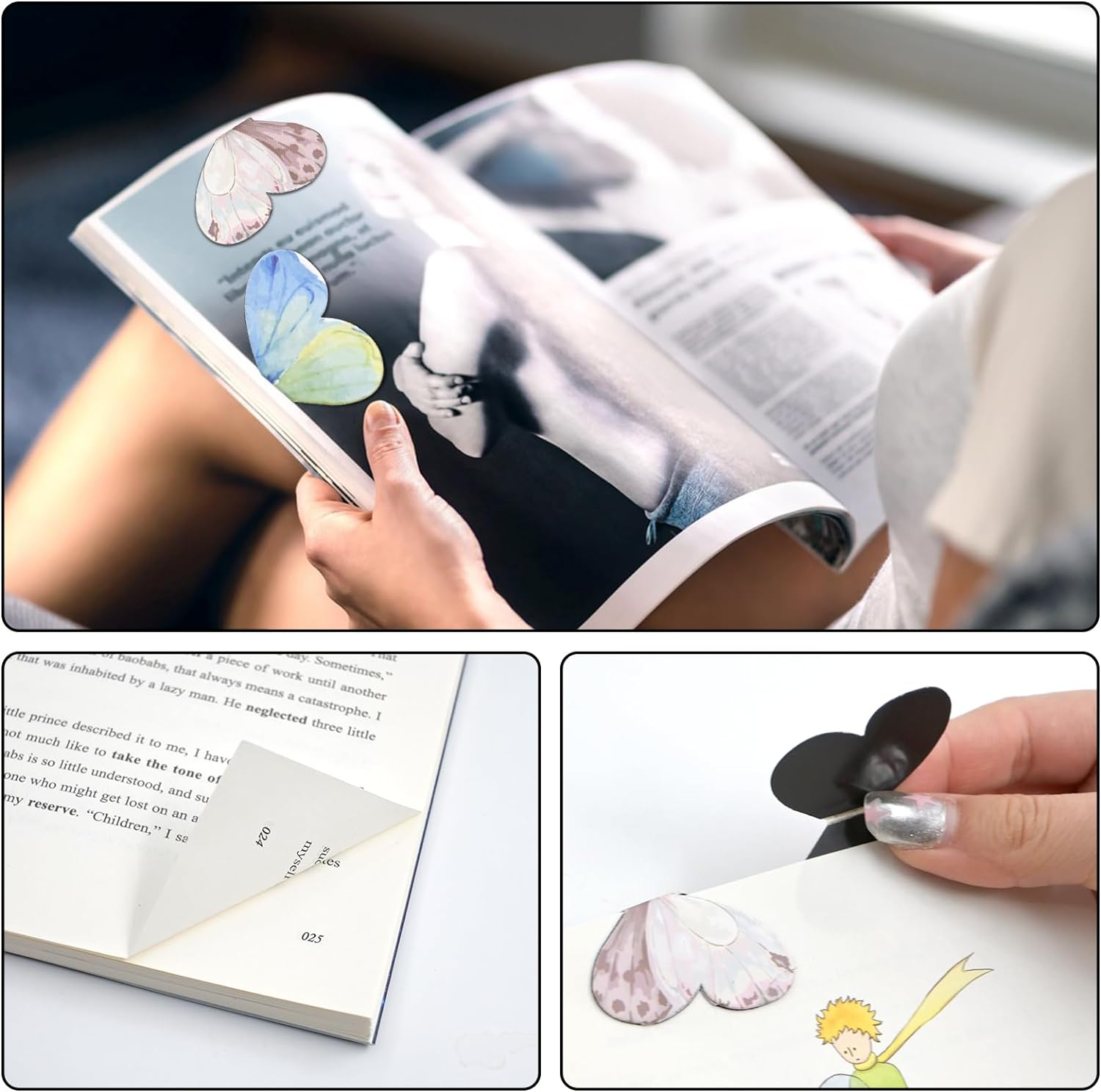16 PCS Magnetic Butterfly Bookmarks, Cute Bookmark, Pretty Page Bookmarks for Women, Kawaii Book Marker Clip, Magnetic Butterflies for Reading Lovers Girls Kids Teachers Stationery Gifts image number 1