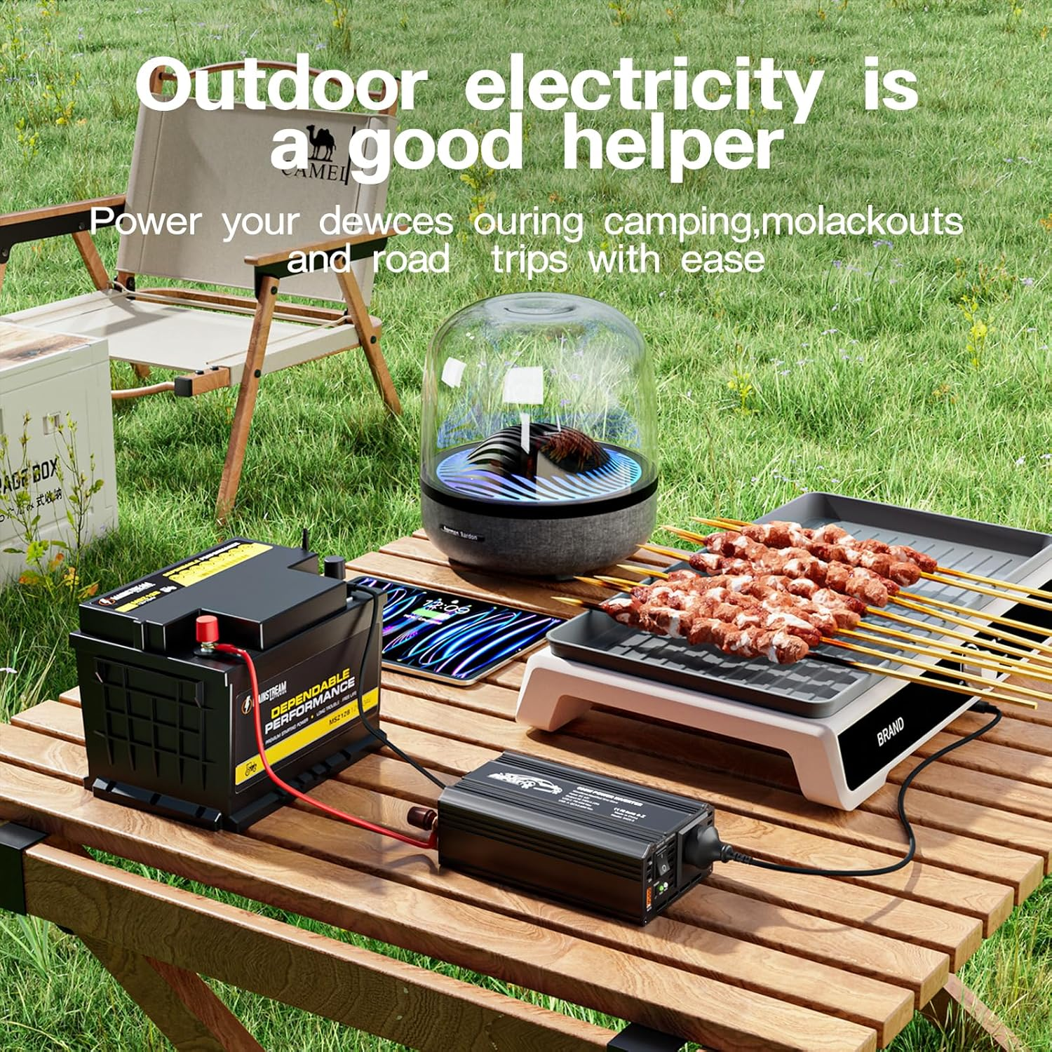 BGFOX 500W Car Power Inverter DC 12V to 240V AC Converter with 1 USB Ports and 1 PD Outlet, Car Charger Adpater for Road Trip and Camping-Black image number 2