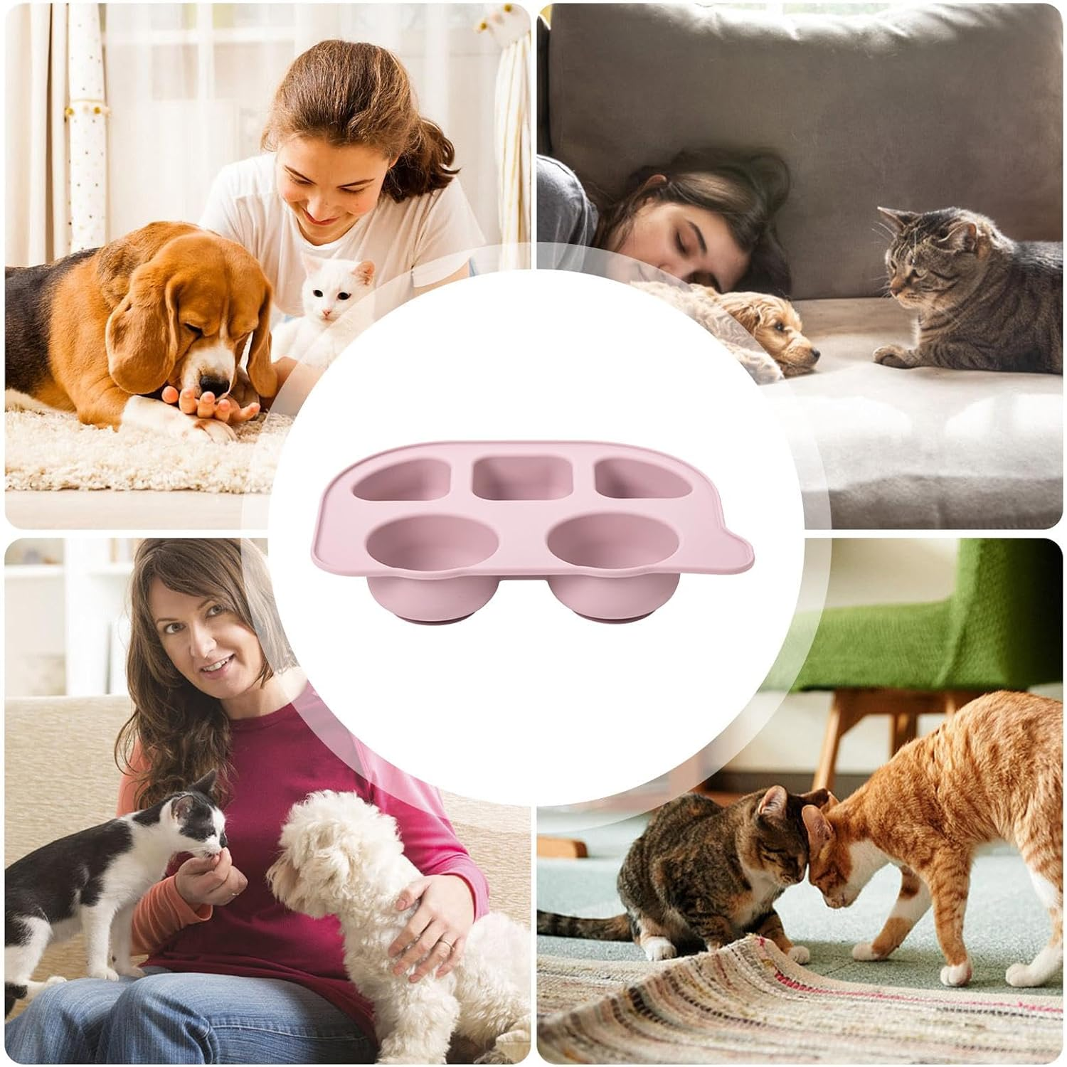 Silicone Pet Feeder | Pet Feeding Dividing Tray - Silicone Dog Bowl Dividing Tray, Pet Food Dividing Tray Anti-Scald, Anti-Slip, Divided Silicone for Pet, Cat image number 3