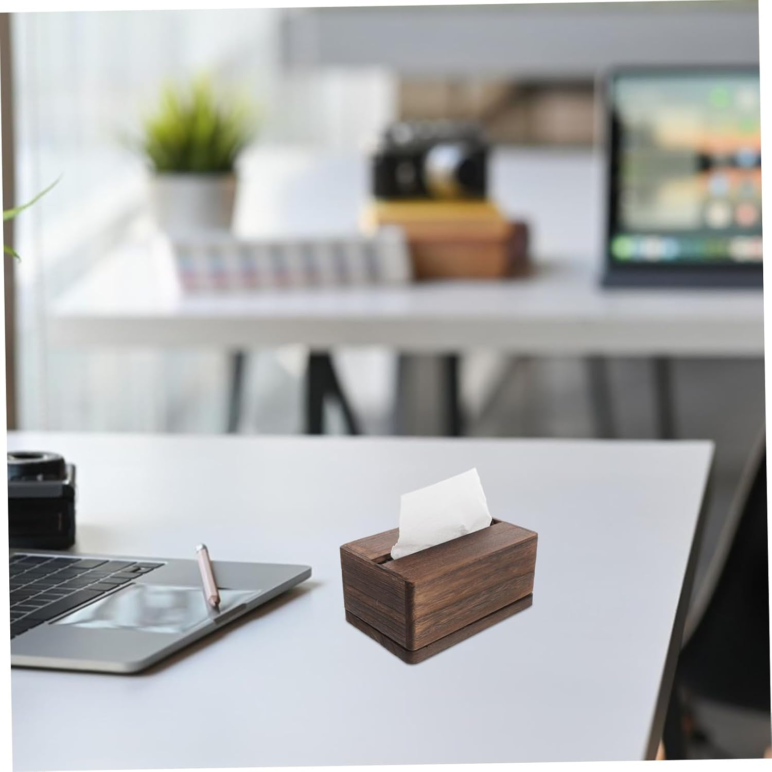 Wooden Tissue Box Napkin Dispenser Modern Tissue Holder Decorative Box image number 3