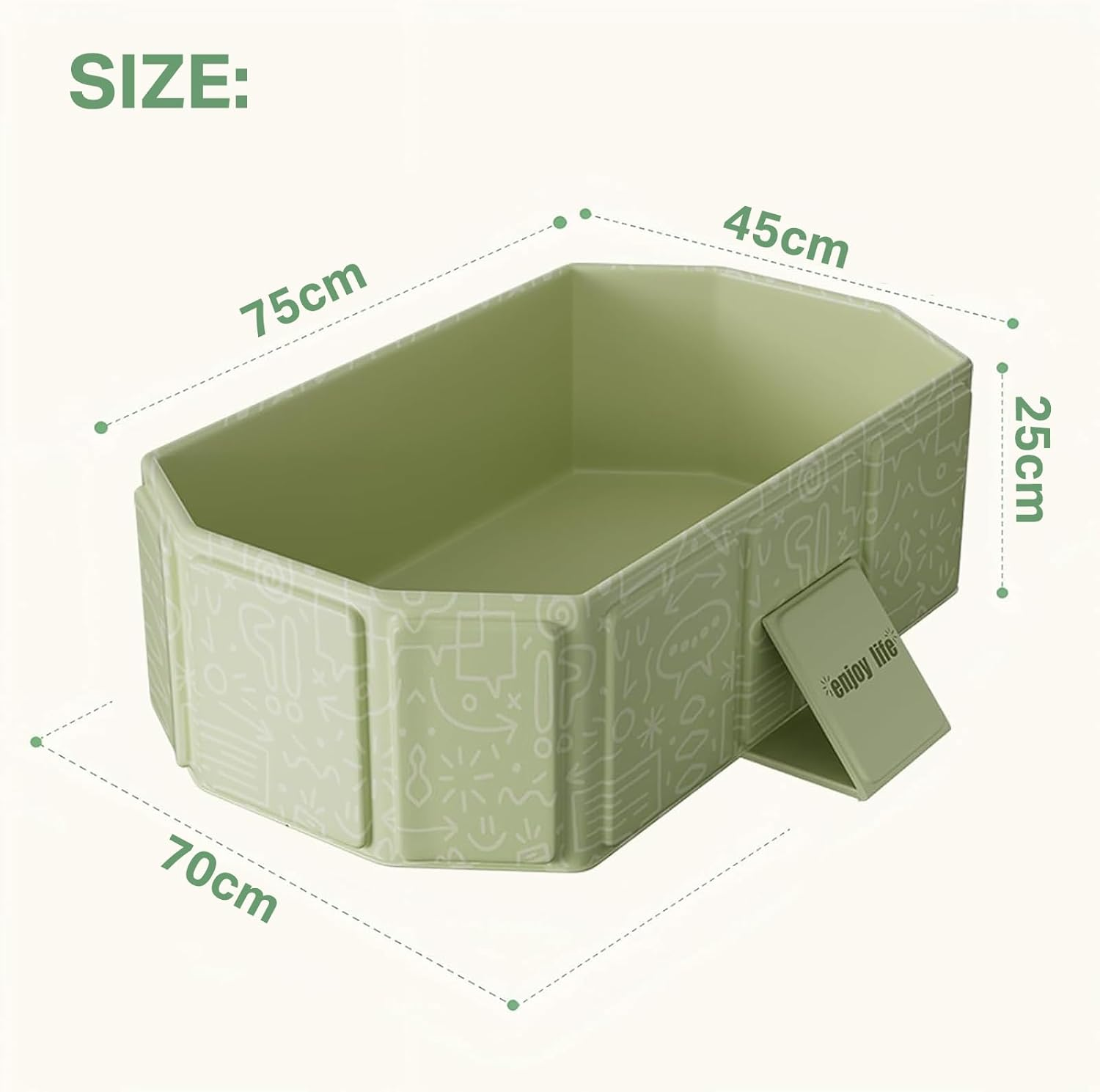 Portable Baby Bathtub, Foldable Tub for Shower, Collapsible Travel Tub to Toddler 70&times;75Cm (Green) image number 2