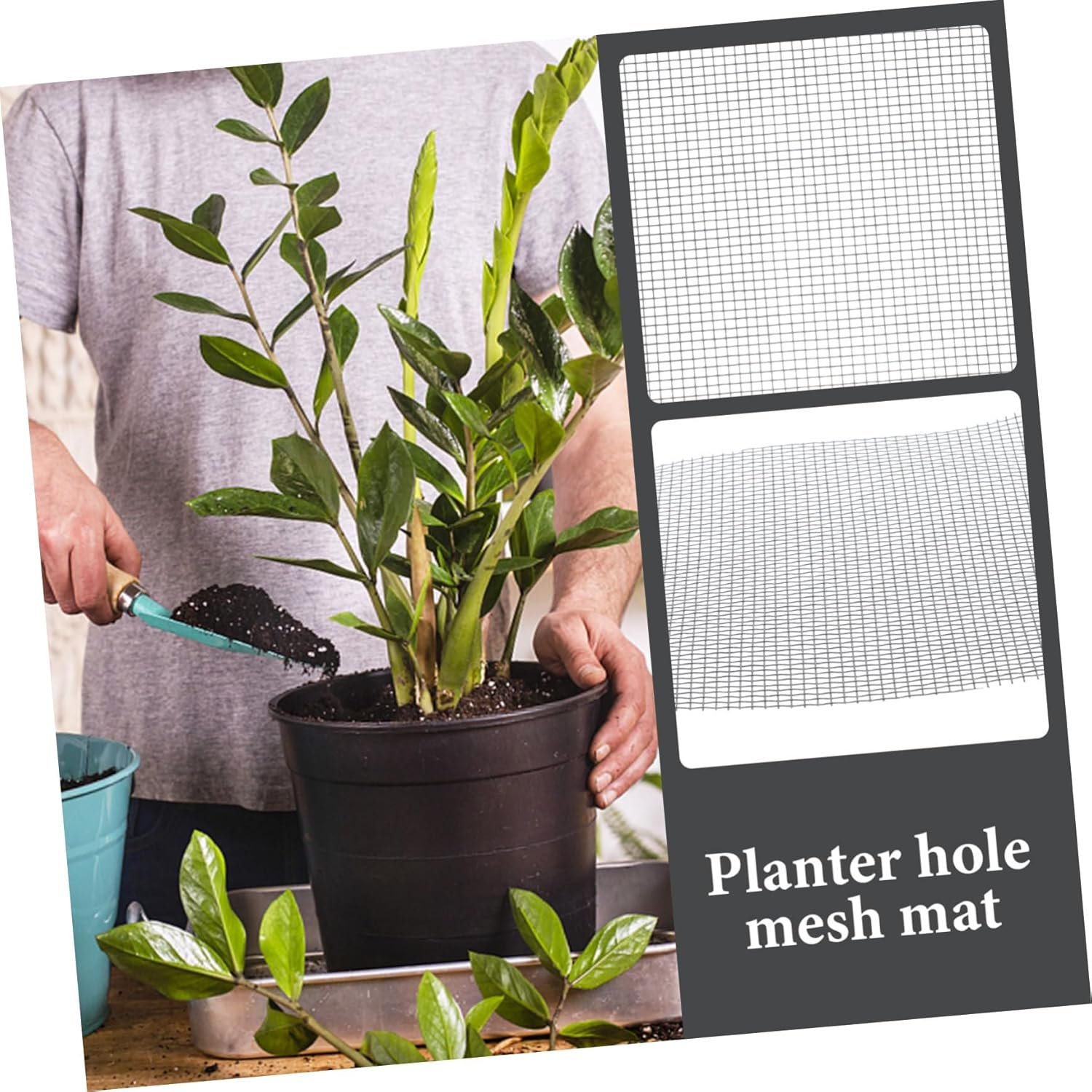 50Pcs Plant Pot Mesh Pads Square Flower Planter Bottom Mat for Retention Drainage Prevents Loss for Gardening and Pots - White image number 3