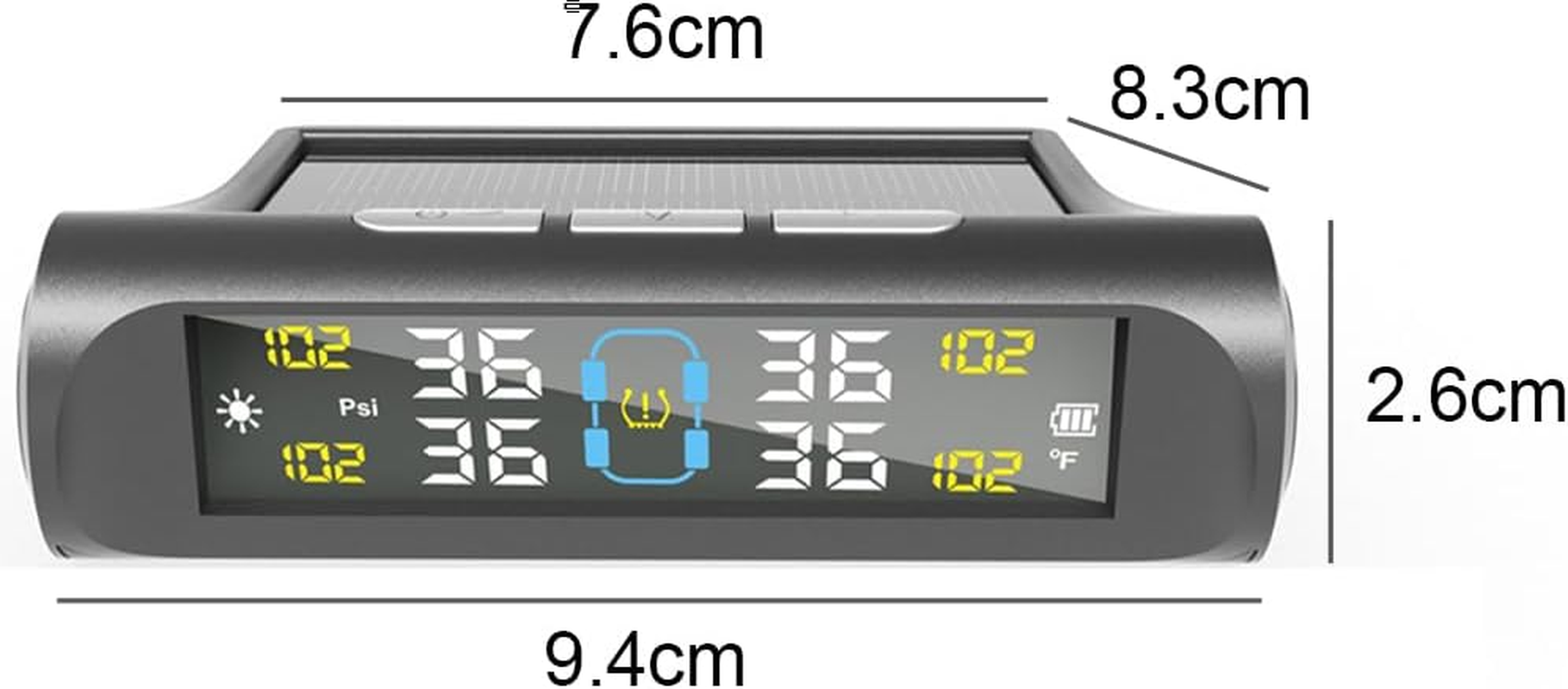 Tyre Pressure Monitoring System, Tire Pressure Monitor Installed on Windowshield with 4 Tire Sensors, Tire Pressure Monitor, Tire Pressure Monitoring System Wireless Solar for RV, Sedan, SUV image number 3