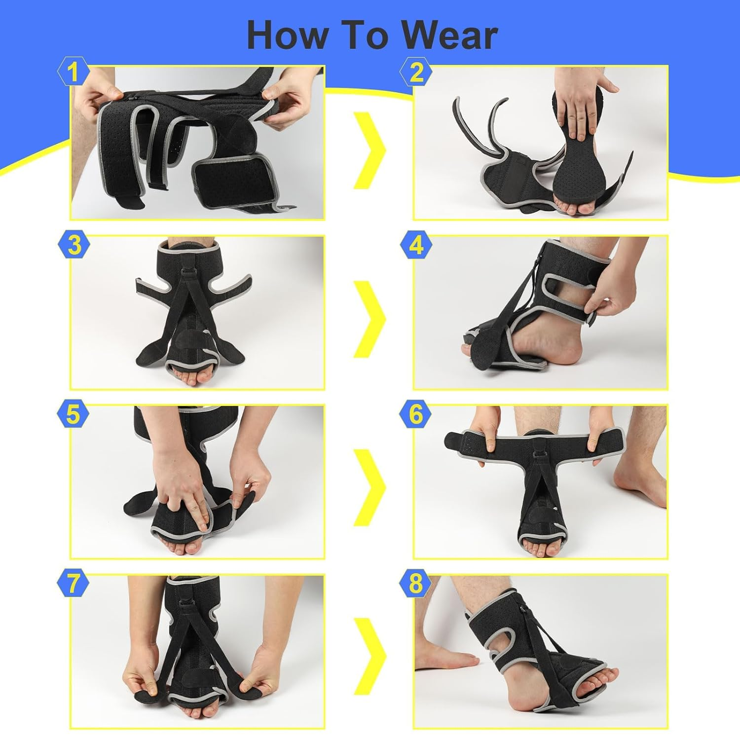 Plantar Fasciitis Night Splint, 2026 Upgraded Adjustable Plantar Fasciitis Relief Night Splint for Men and Women with Achilles Tendonitis and Plantar Droop (Black and Gray) image number 1