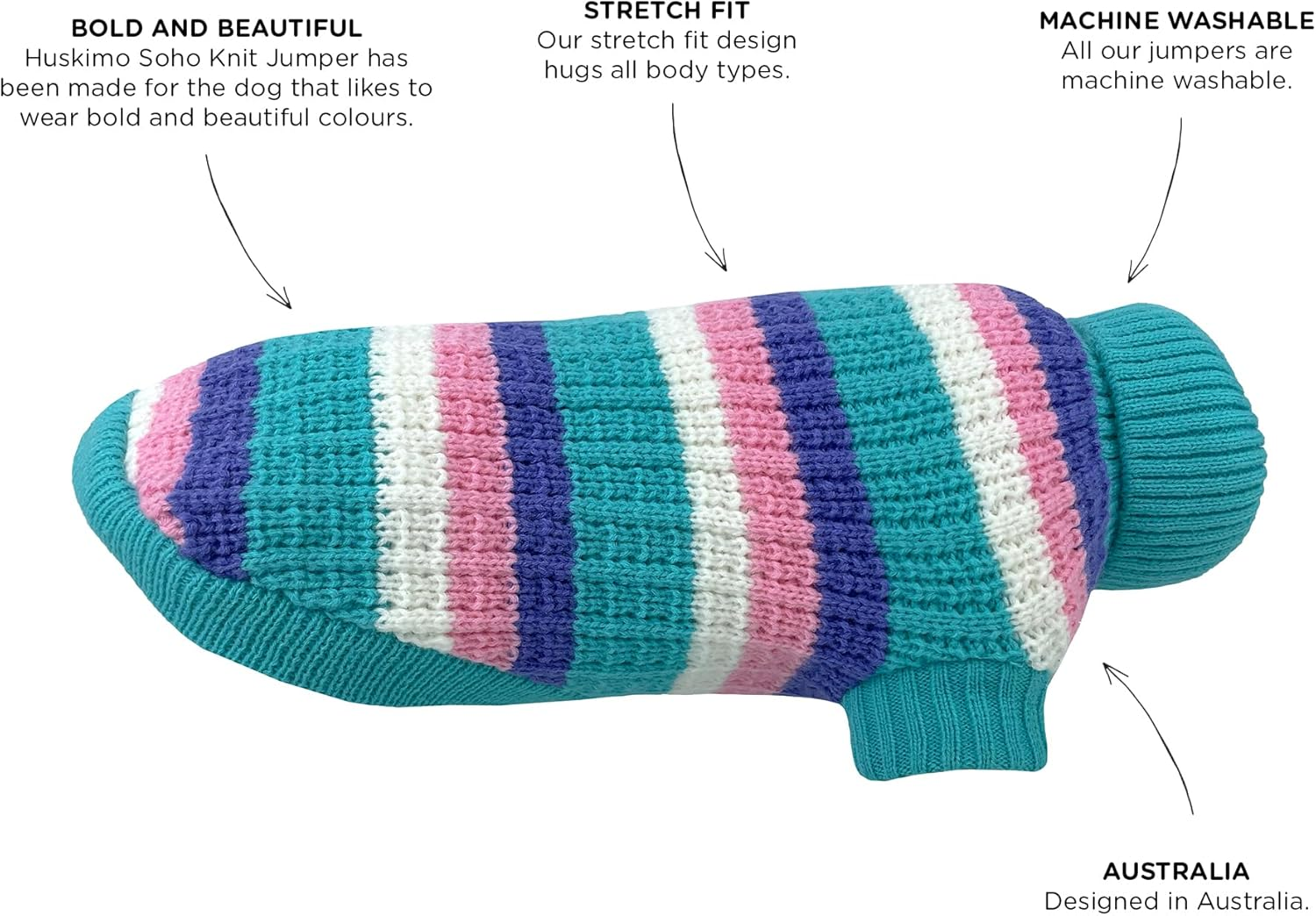 Huskimo Soho Knit Crush Dog Jumper, Cyan, 22Cm image number 4