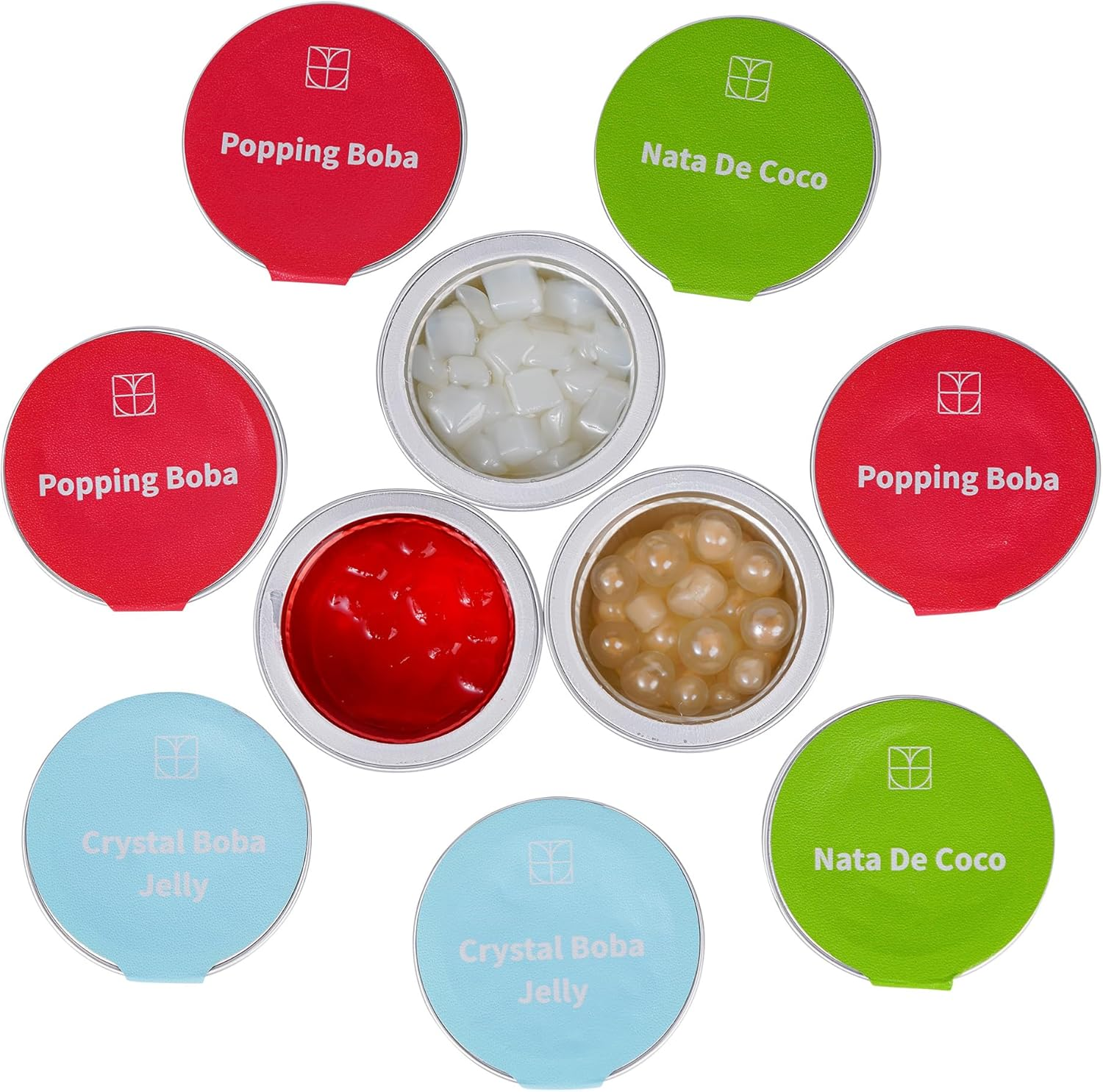 Boba Fruit Tea Kit for Party, 10 Drinks, Natural Tea&Vitamin C Based, Lychee & White Peach with Popping Boba, Grapefruit & Guava with Nata De Coco, Grape Syrup with Crystal Boba Jelly image number 5