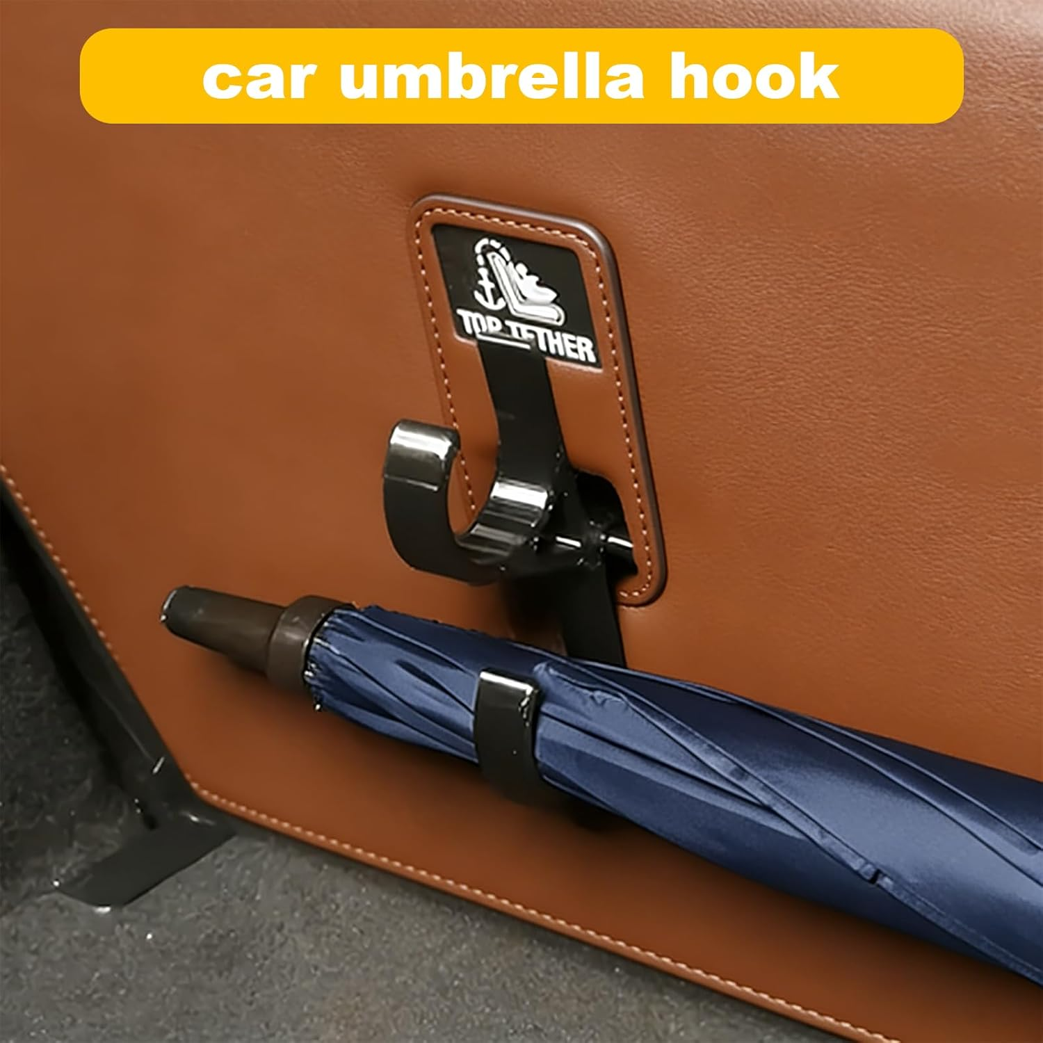 2Pack Car Umbrella Hook Universal Car Tool No Drilling Stable Installation Suitable for Any Vehicle Ideal for Hanging Umbrellas Towels and More (Black)