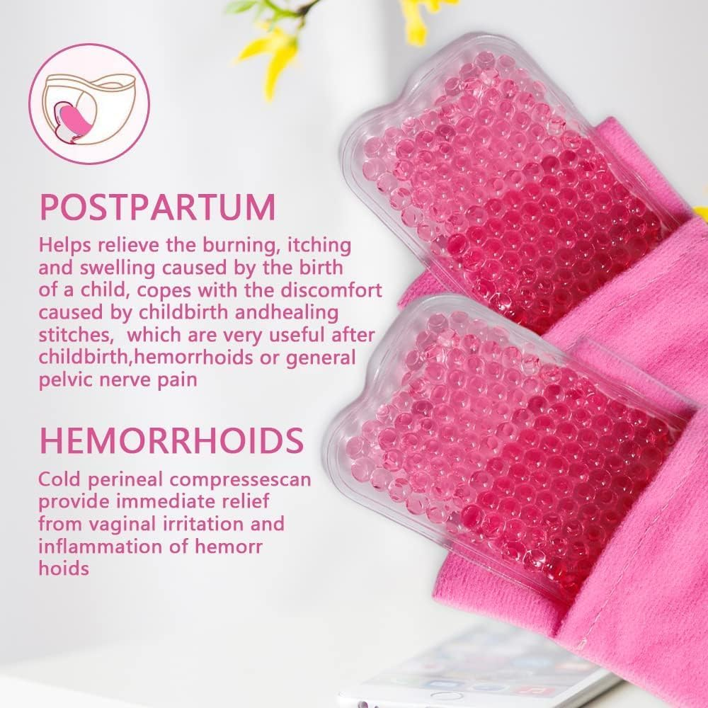 Perineal Cooling Pad, Reusable Perineal Cooling Pad for Postpartum & Hemorrhoid Pain Relief, Hot & Cold Packs for Women after Pregnancy and Delivery, 2 Ice Pack and 2 Cover(Pink) image number 3
